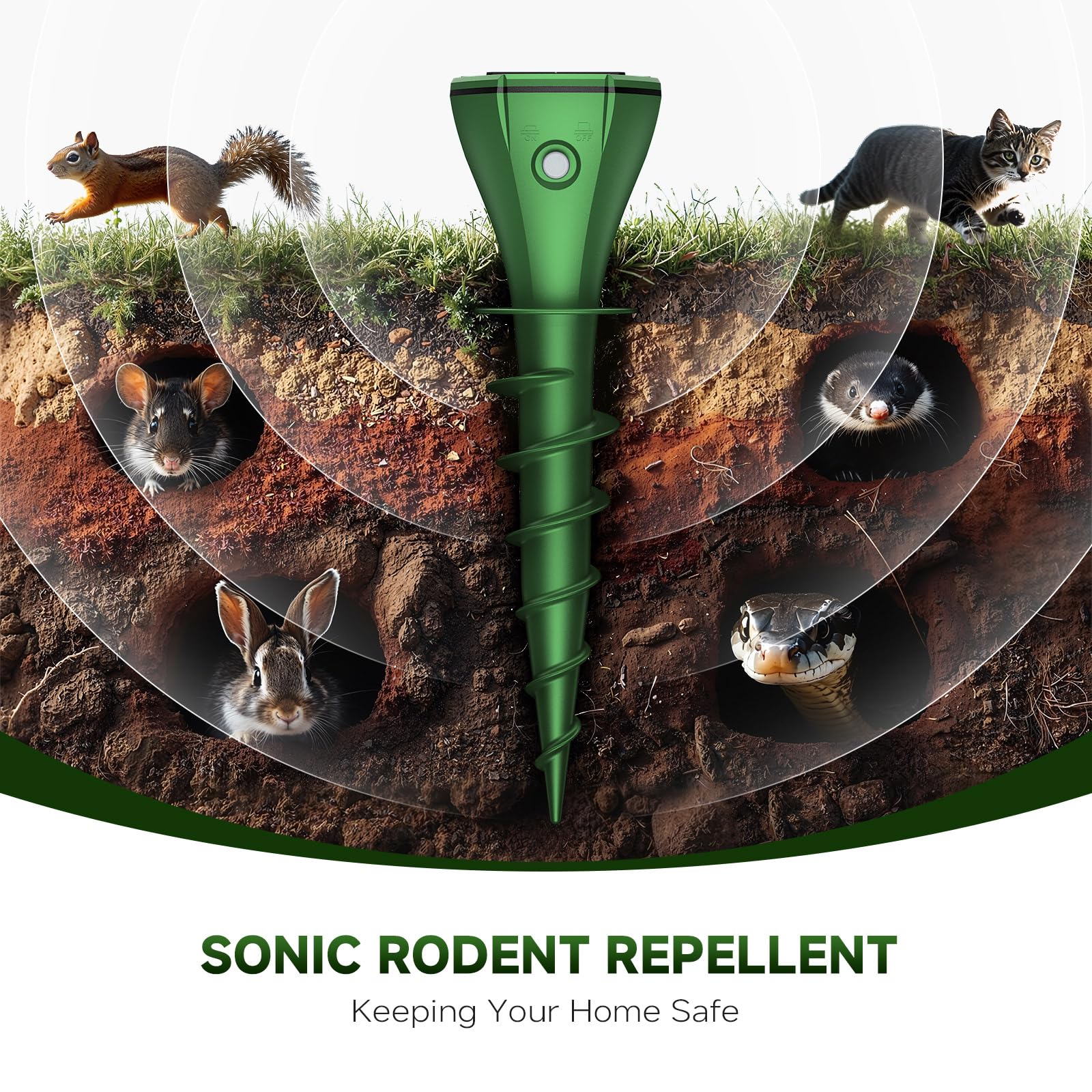Répulsifs solaires antitaupes, lot de 4, répulsif ultrasonique antitaupes, anticampagnols, étanche, efficace contre les taupes, les souris, les fourmis et les