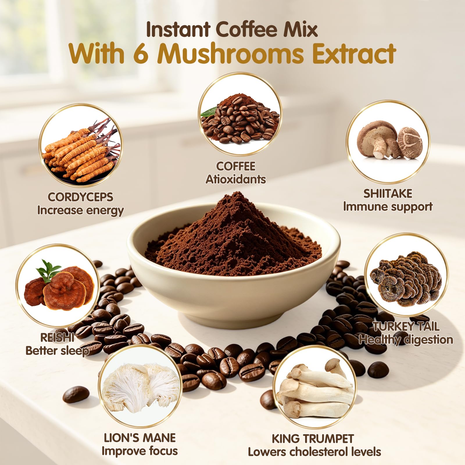 Instant Mushroom Coffee Packets with Adaptogens & Superfoods, 30 Packets — Amazon image 4