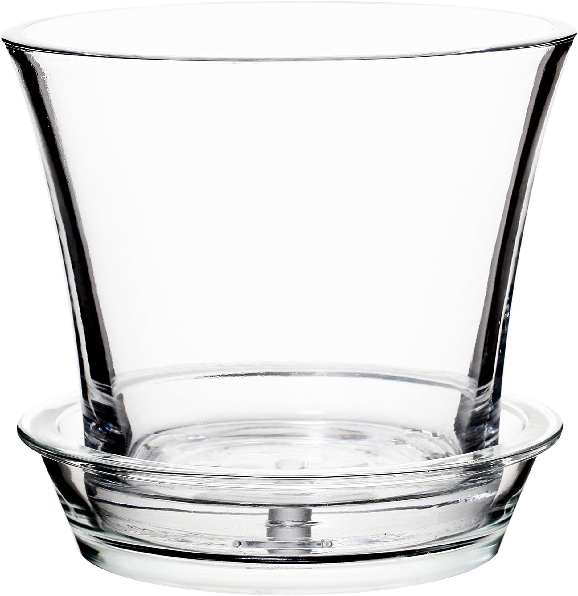 Glass Plant Pot Succulent Terrarium Flowersea Tabletop Display Round Plant Holder Container with Glass Tray 6.7 Inch Packed by Styrofoam (Medium, Orchid Clear)