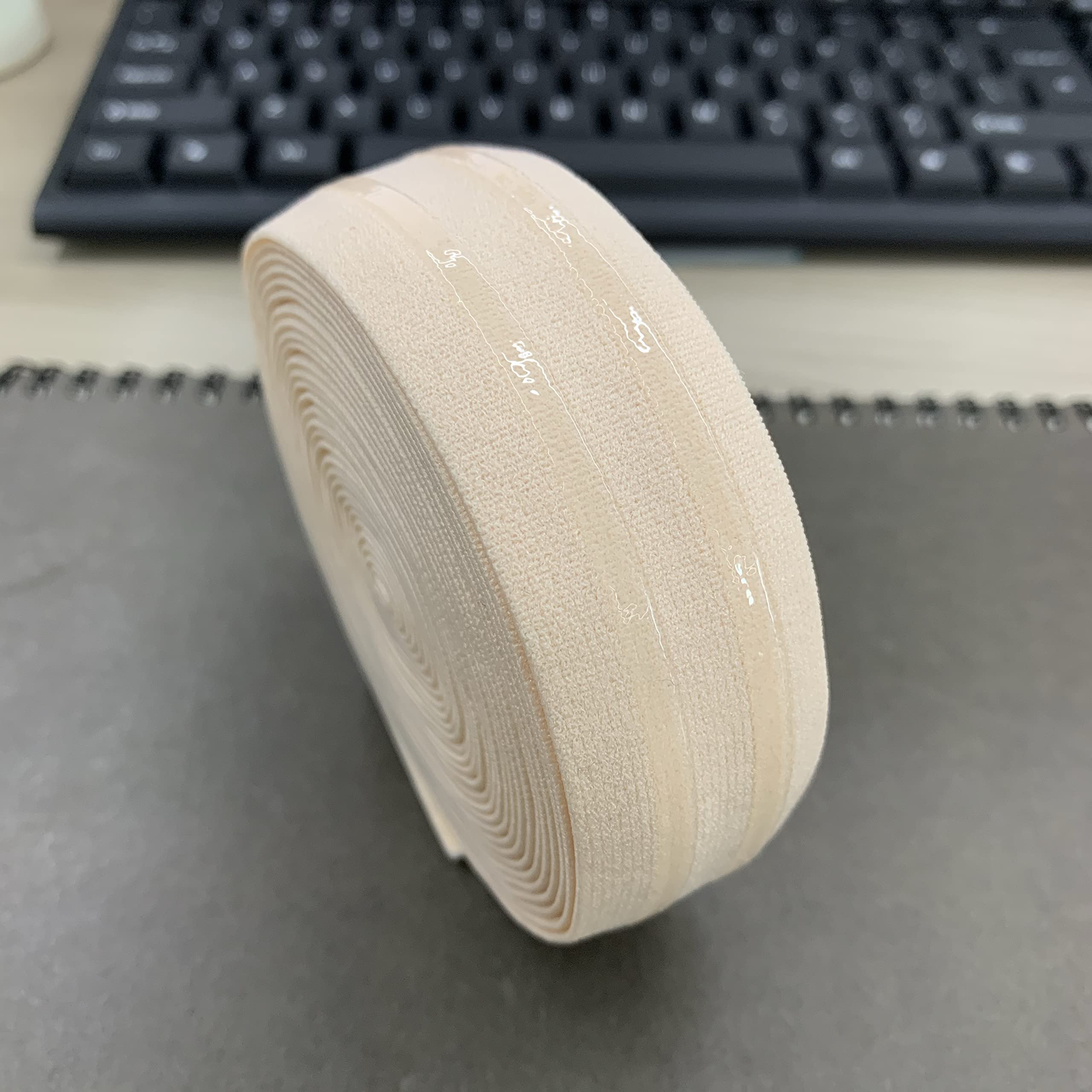 30mm Wide Silicone Elastic Gripper for Sewing Non-Slip Straight line Silicone Gripper Elastic Band for Garment Project 5yard per roll (Nude)