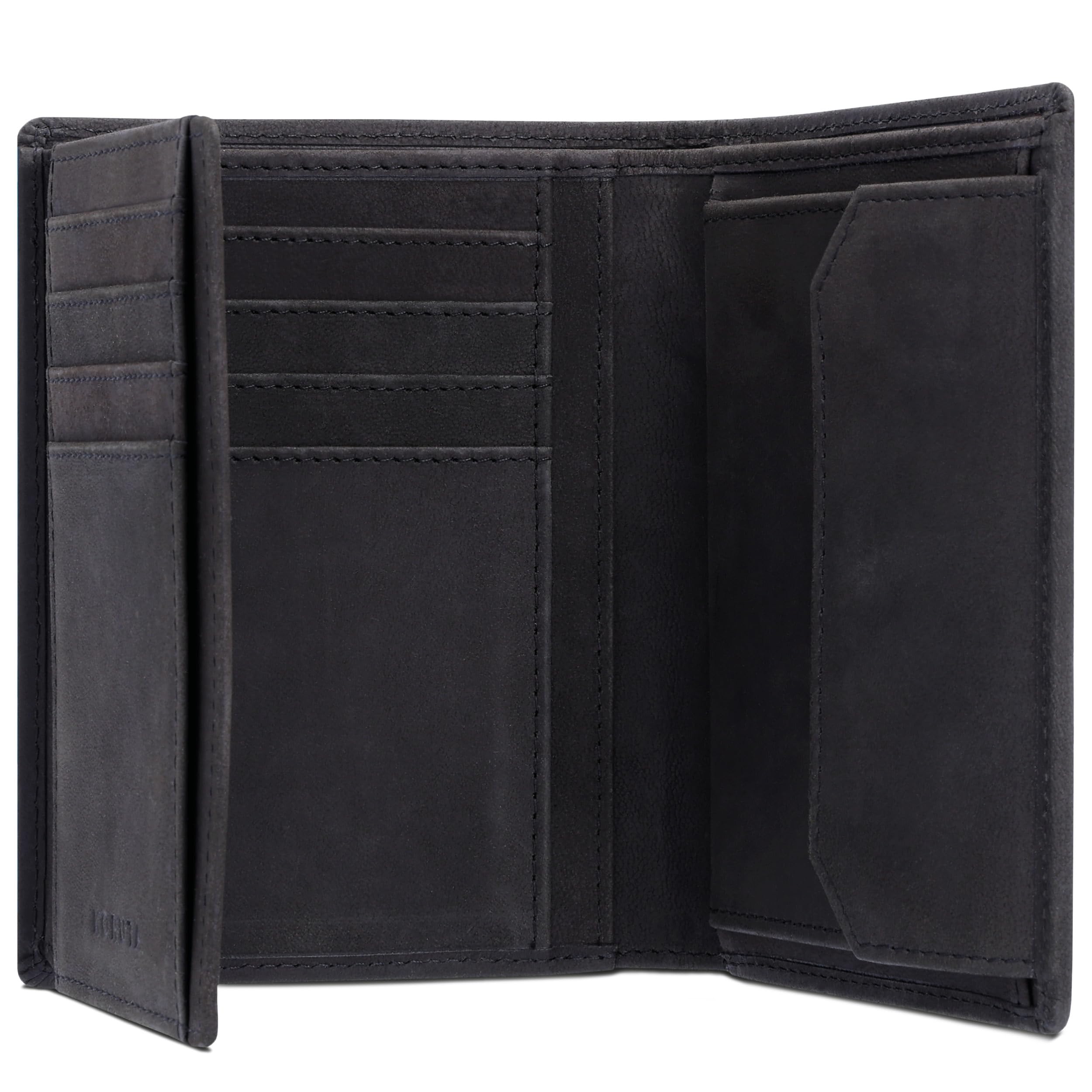 KORUTA Leder Geldbörse Herren mit RFID Schutz I Portemonnaie Groß mit Münzfach I 13 Fächer I Echtleder Geldbeutel für Männer I Brieftasche Wallet Portmonee Schwarz (Hunter)
