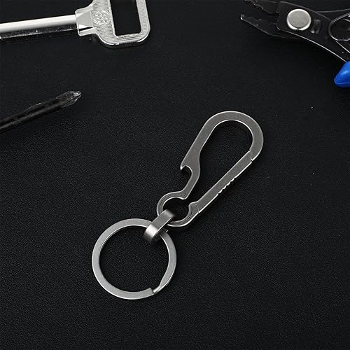 Miniatura 7 de Ouligay Llavero de titanio, mosquetón de titanio, clip para abrebotellas, llavero multifuncional con mosquetón resistente EDC para hombres y mujeres