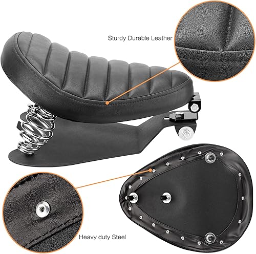 Miniatura 4 de Asiento de motocicleta Bobber Solo Seat con base de resorte, kit de soporte de montaje de repuesto para Harley Davidson Sportster XL 883 1200 (rayas