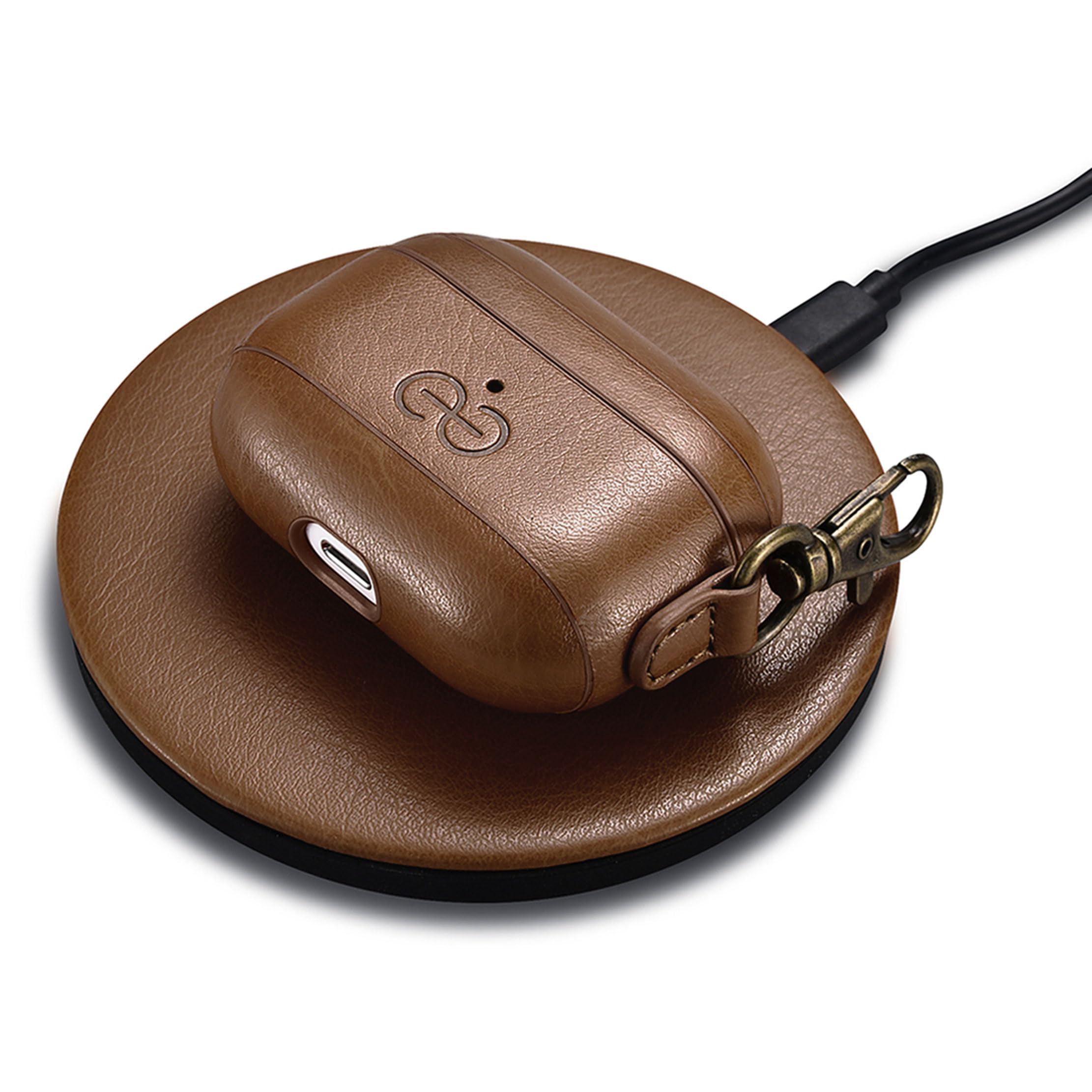 Dreem Om pour AirPods Pro 2/Pro Housse en Cuir Vegan - Compatible avec Étui pour AirPods Pro Les écouteurs sans Fil Bluetooth Apple pour iPhone - Chocolat - 3