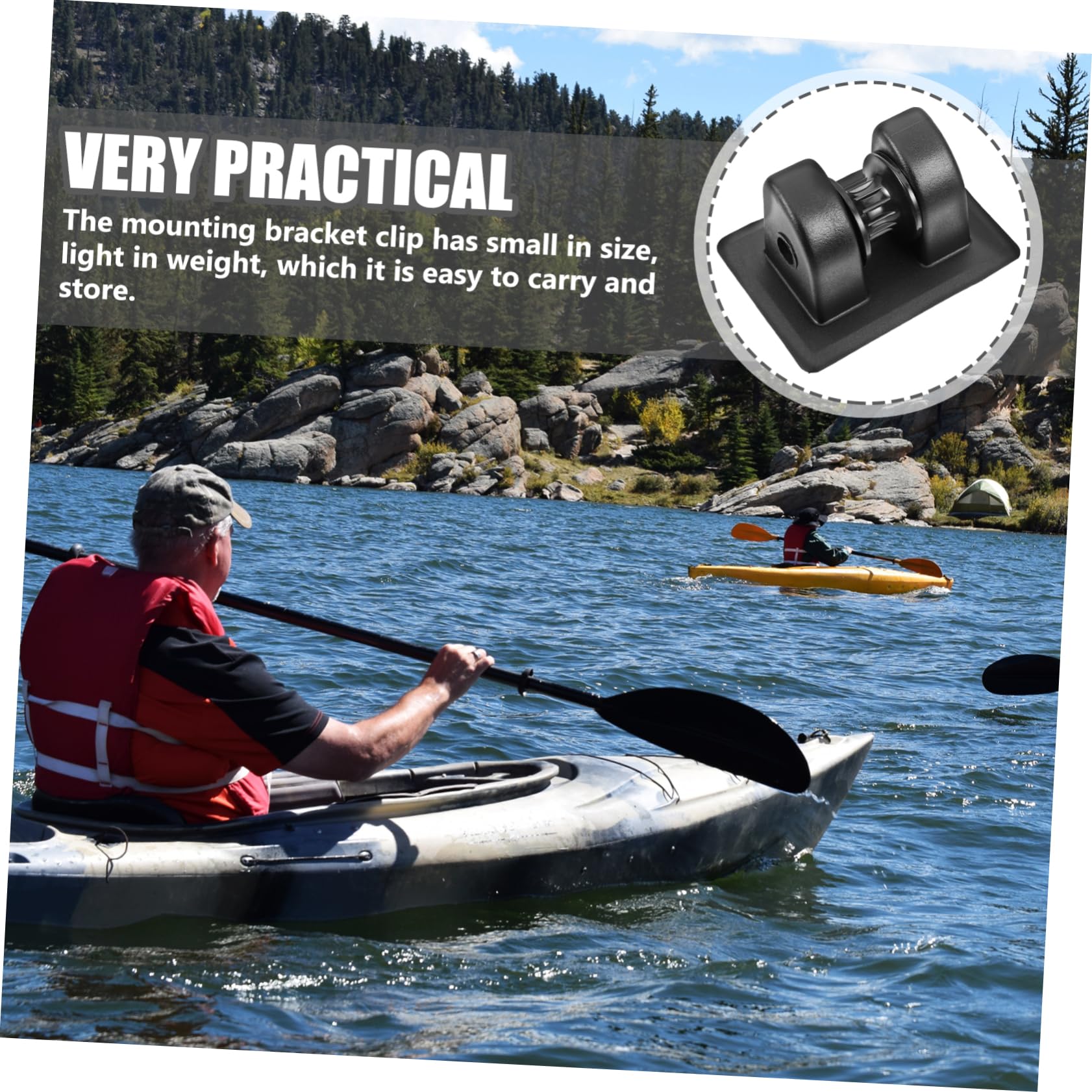 ifundom Supporto per Fissaggio Kayak Kayaks Presa per Ancoraggio Kayak Montare Fibbia rotorbitale Clip di Ancoraggio Supporto per l'ancora della Barca PVC Black