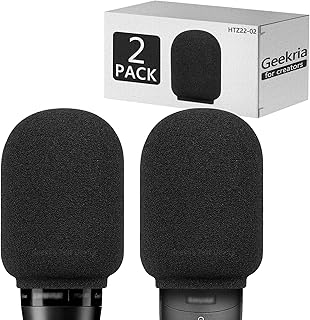 Geekria for Creators Foam Windscreen Compatible with Shure SM7B, PGA27, SM27 Microphone Antipop Foam Cover, Mic Wind Cover, Sponge Foam Filter (Black / 2 Pack)