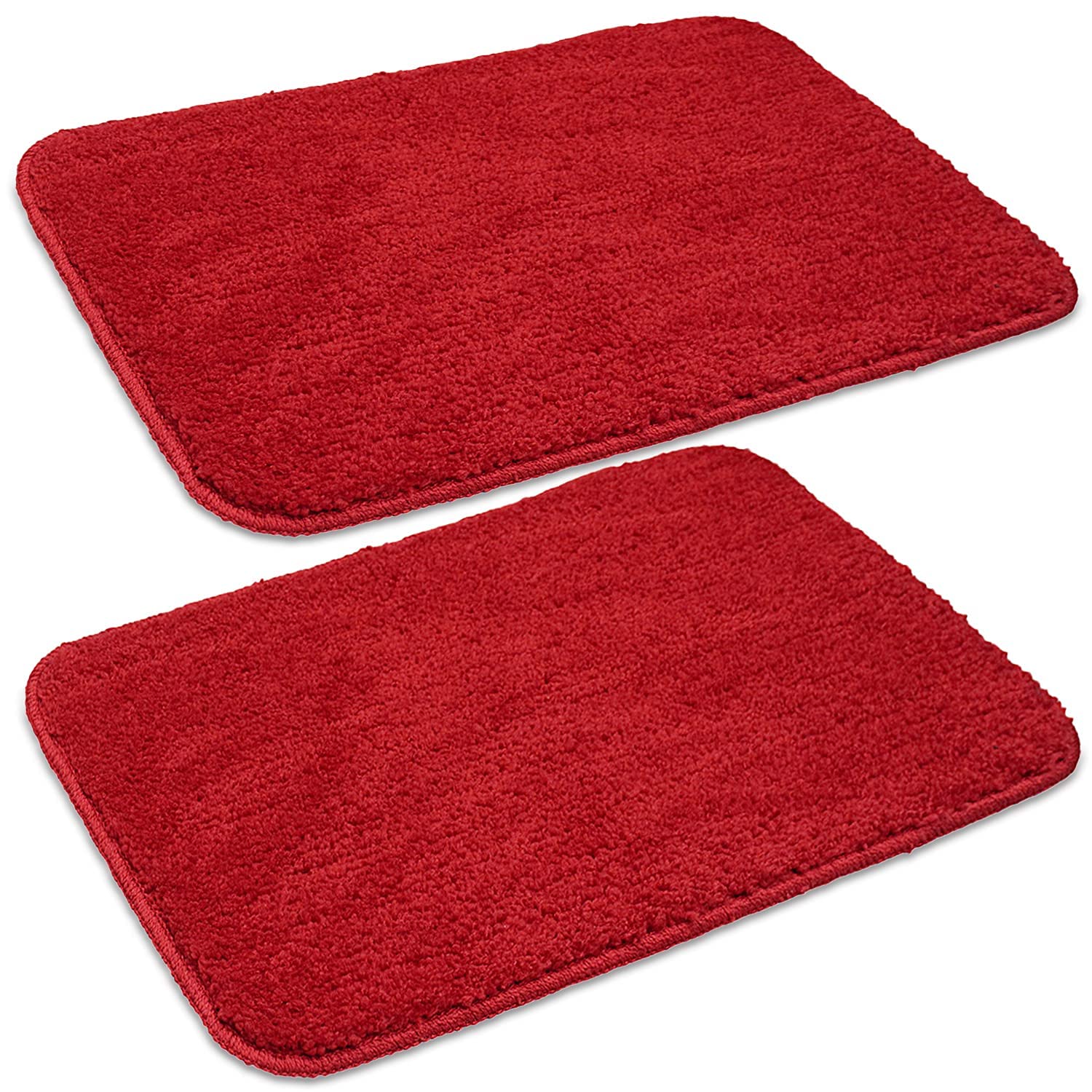 VEER FABS Set of 2 Piece mats with Anti Skid Rubber BackingColour Red Size( 40 x 60 cm) Set of 2 Piece