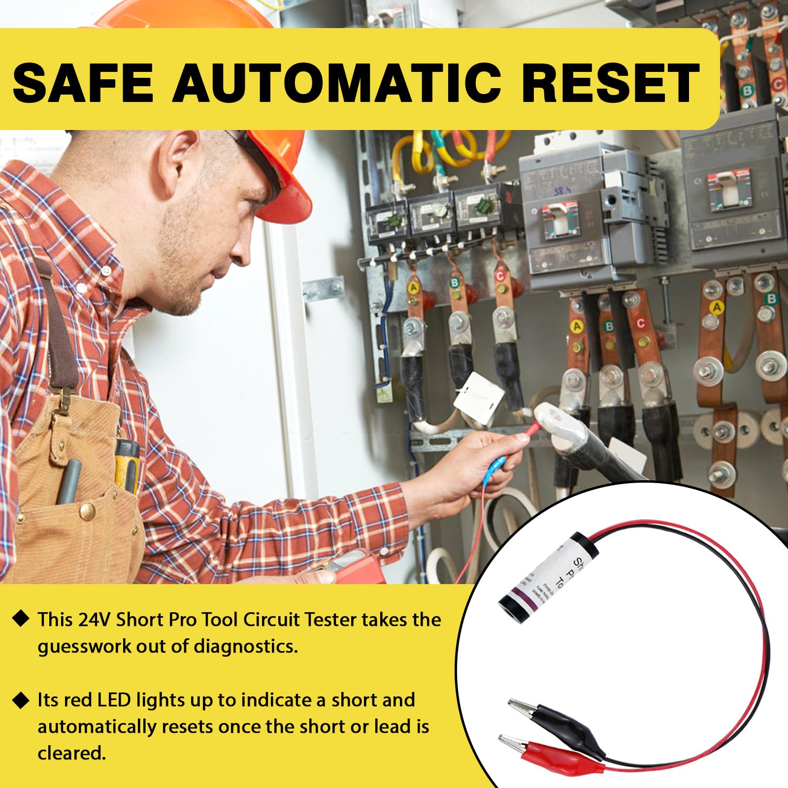 Short Pro Tool – 24 V AC tester zwarć do szybkiego lokalizowania zwarć w ochraniaczu bezpieczników CVC, tester krótkoobwodowy, zestaw bezpieczników z możliwością resetowania w zestawie