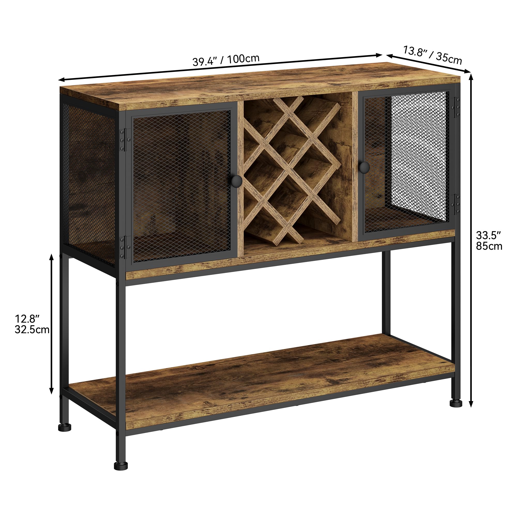 YITAHOME Gabinetes de Cocina con Soporte para Vino, aparador de Almacenamiento, gabinete de Vino Buffet, aparadores para Sala de Estar, armarios de Comedor, aparadores con 2 Puertas 100 x 85 x 35 cm