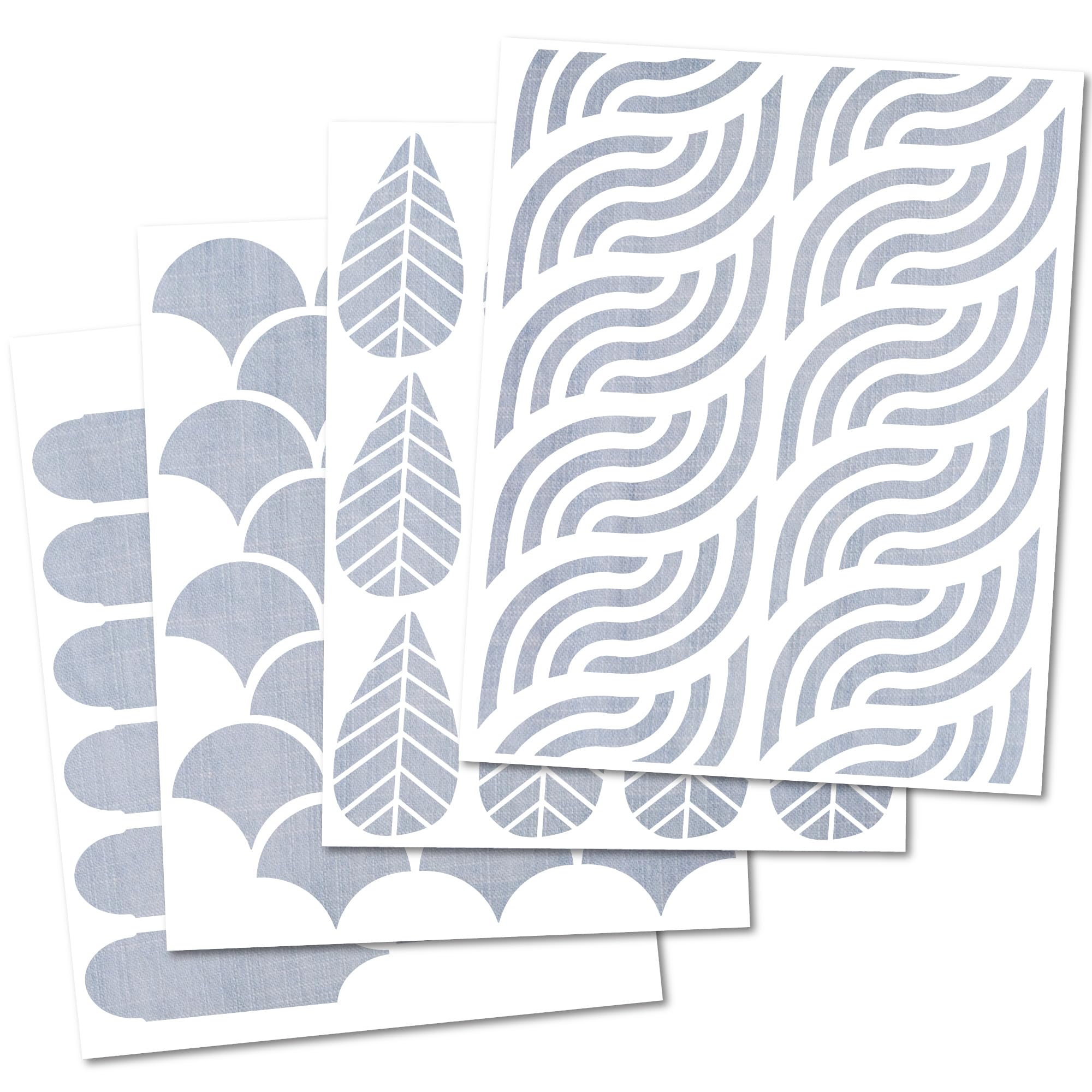 14 Inch (4 Pack) Boho Geometric Modern Design Stencils for Painting Large Pattern on Wall, Wood, Canvas, Crafts, Concrete Stencils for Patio, Reusable Wall Stencils for Painting Art Décor