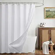 Siiluminisoy Shower Curtain and Liner Set, Waffle Shower Curtain Set with 12 Stainless Steel Hooks, Waterproof Luxury Fabric Shower Curtains for Bathroom and Hotel, White, 72" W x 72" H