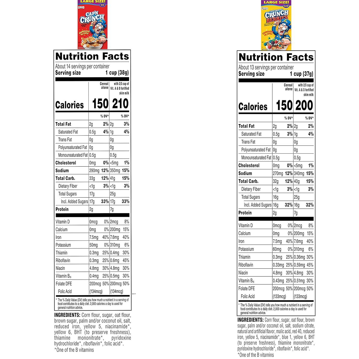 Capn Crunch Cereal Original Crunch Berries Variety Pack Large Size Boxes 4  Pack