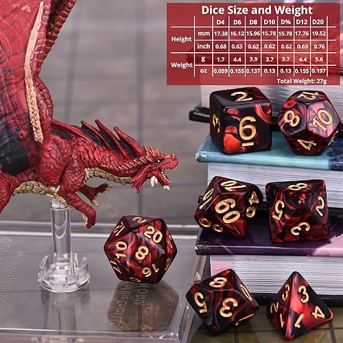 Miniatura 5 de DND RPG Juego de dados poliédricos de 30 x 7 (210 piezas) para juegos de rol de mesa de Calabozos y Dragones, con una bolsa grande con cordón