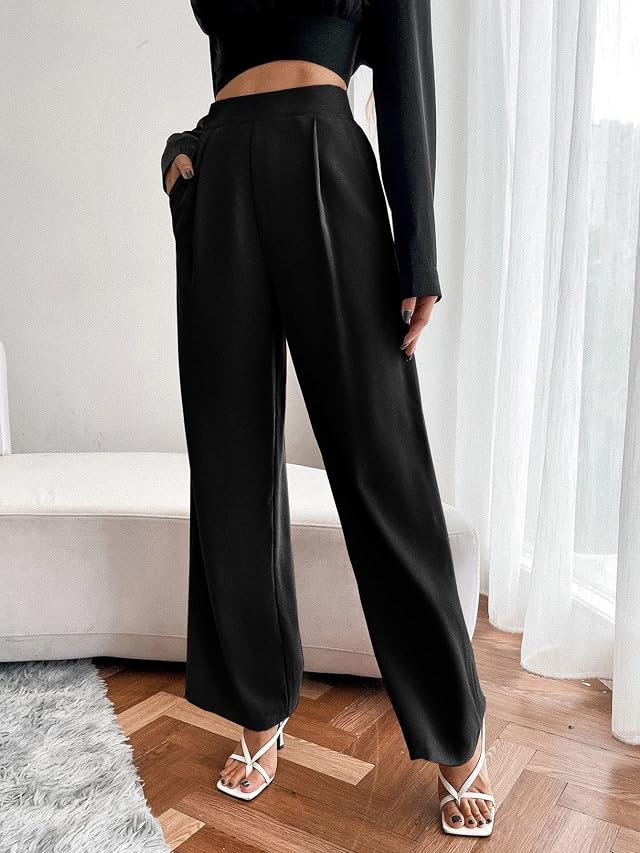 AVIMYA Womens Casual Pants High Waist Fold Pleated Pants for Work