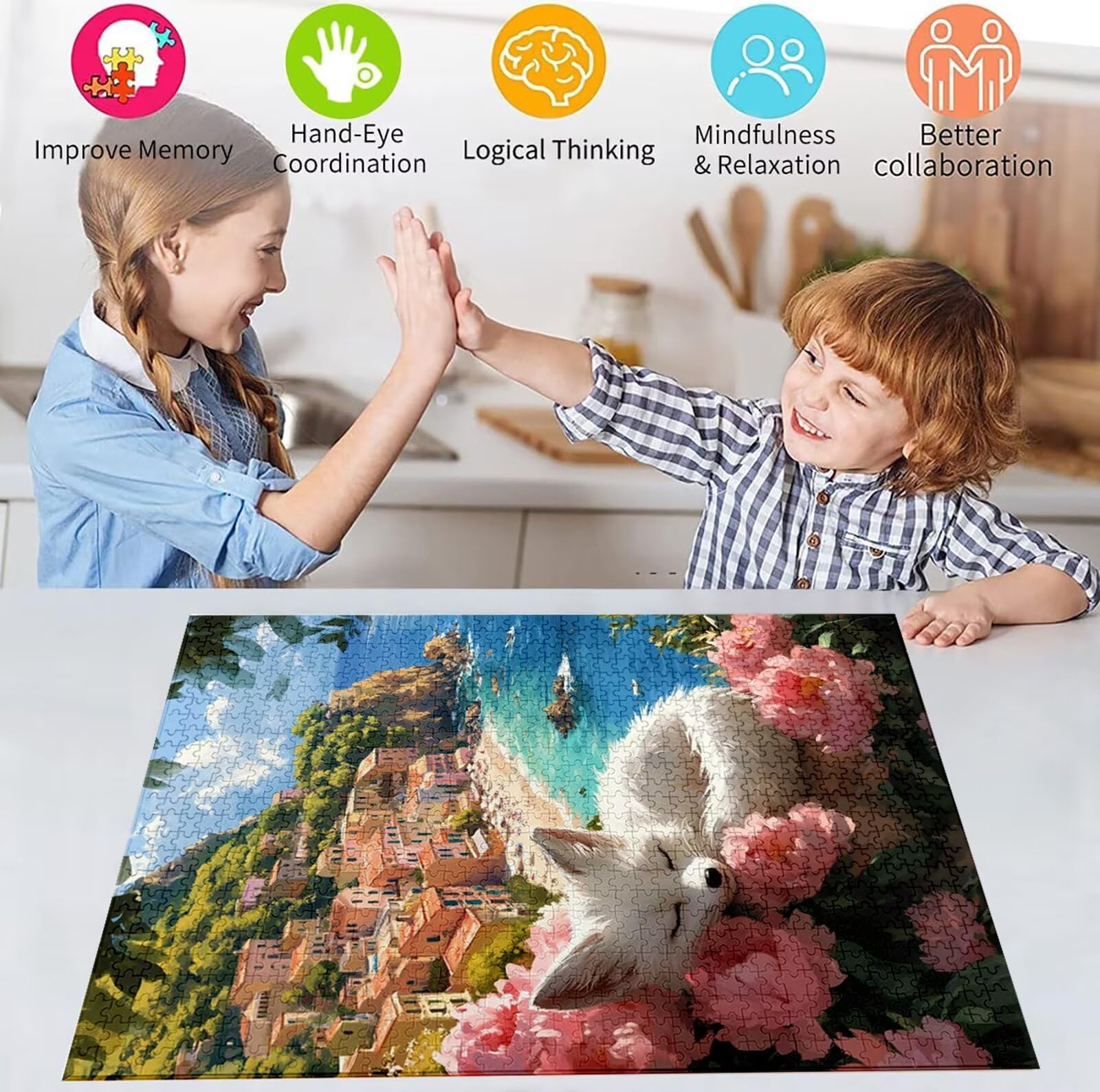 Puzzle 2000 Pezzi, 3 4 5 Anni Puzzle Volpe 6 7 8 Anni Giochi Educativi Sostenibili Con Motivi Per Adulti Da Gioco in Legno Di Alta Qualità Jigsaw Fiore per Gioco Familiare, 2026 Regalo Natale H-4334