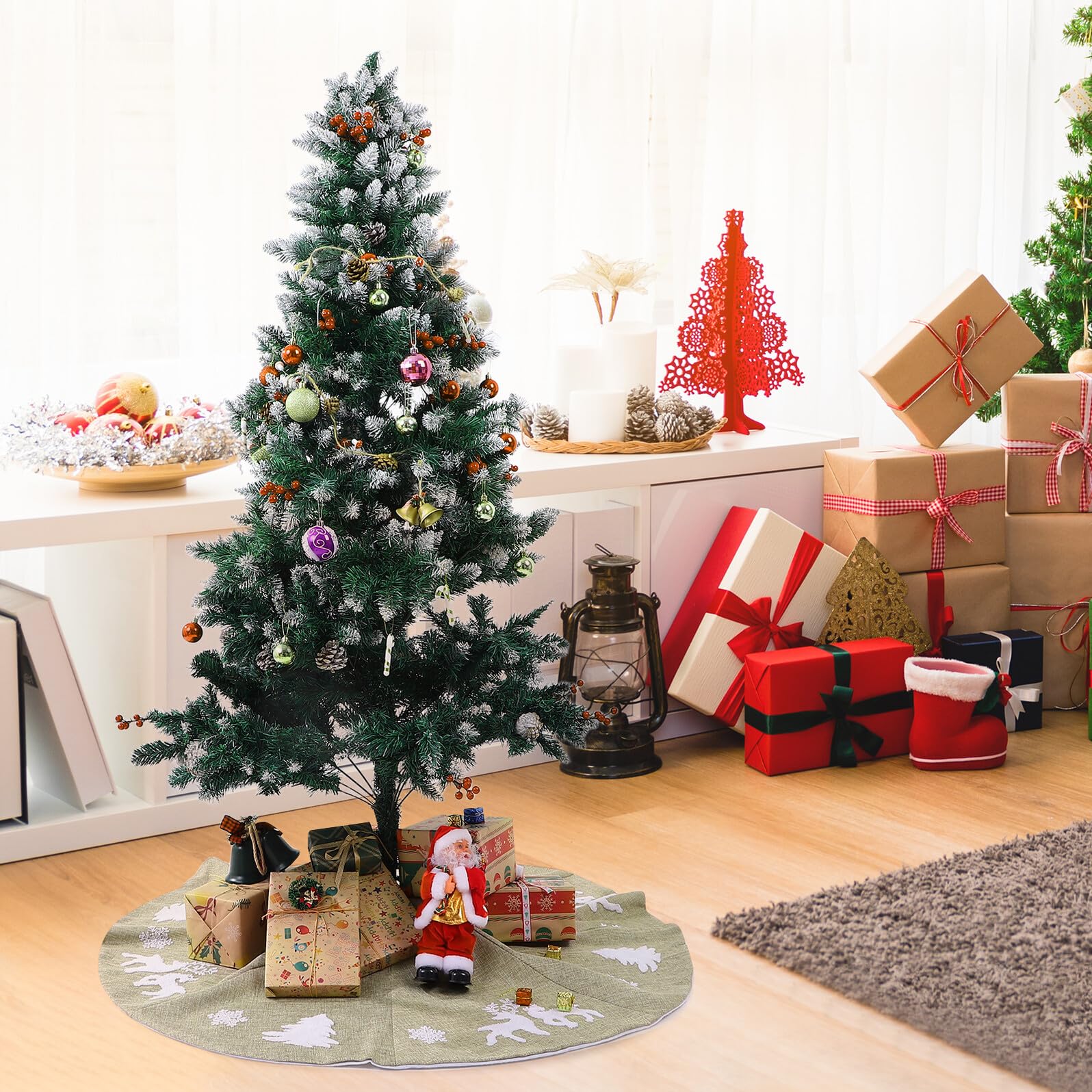 Toyvian Weihnachtsbaumdecke Runde Braune Weihnachtsbaumhülle Weihnachtsbaumfußabdeckung Weihnachtsbaumschürze Weihnachtsschmuck für Weihnachtsbaum Деко Decoration