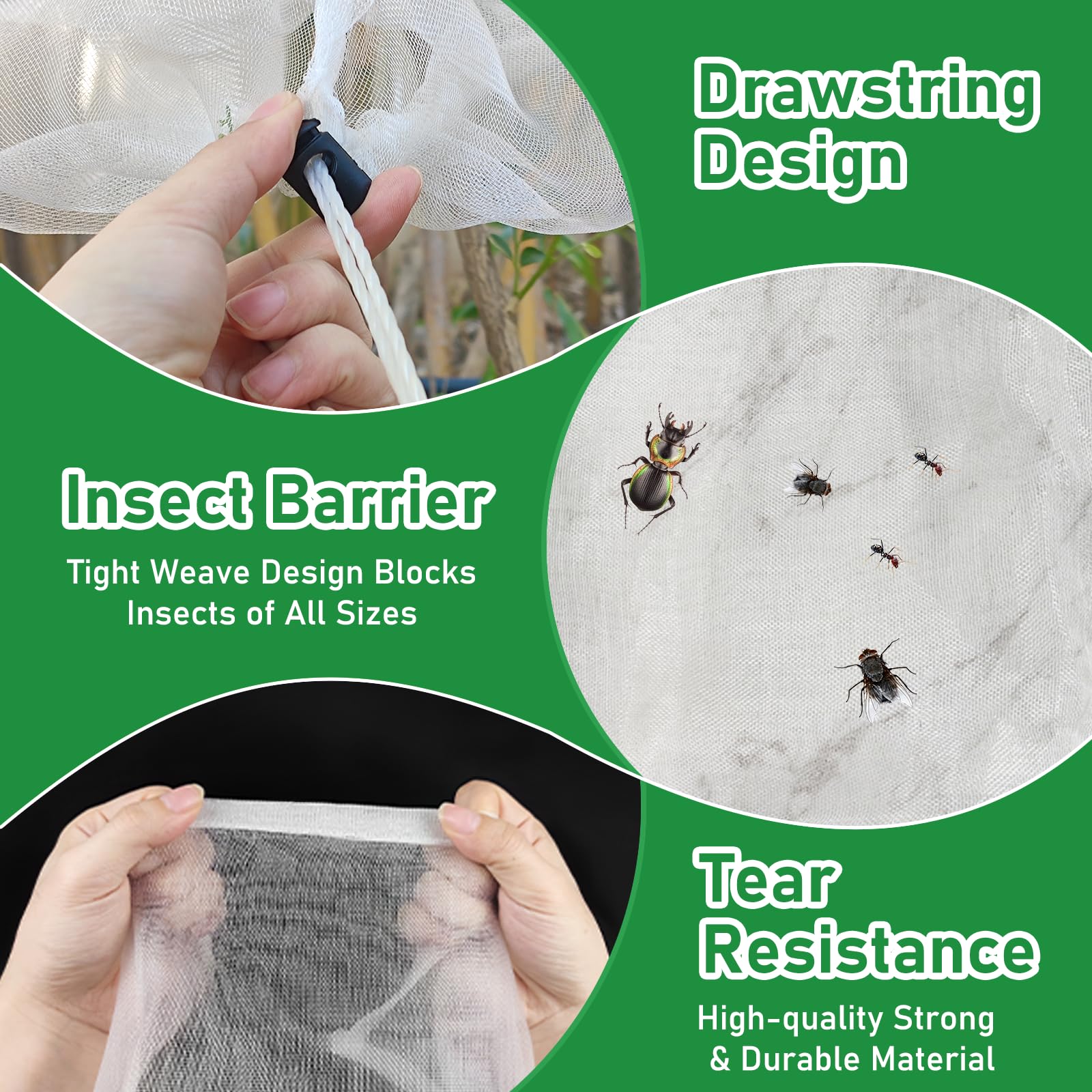 Evoio 4 Pack Garden Plant Protector Covers from Animals with Drawstring - Image 4