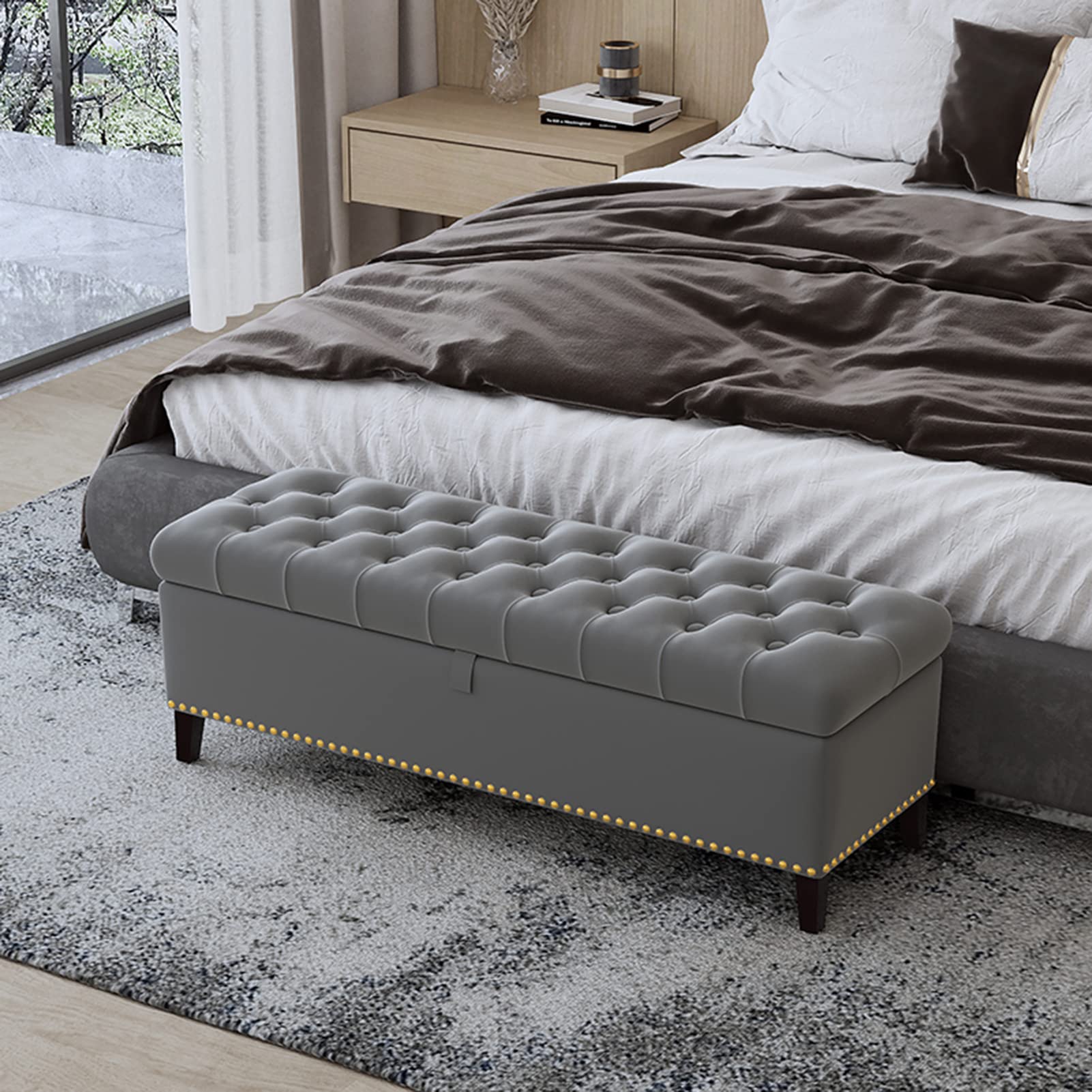 Amazon｜generic Ottomansスツール長方形スツールビロードソフトマット