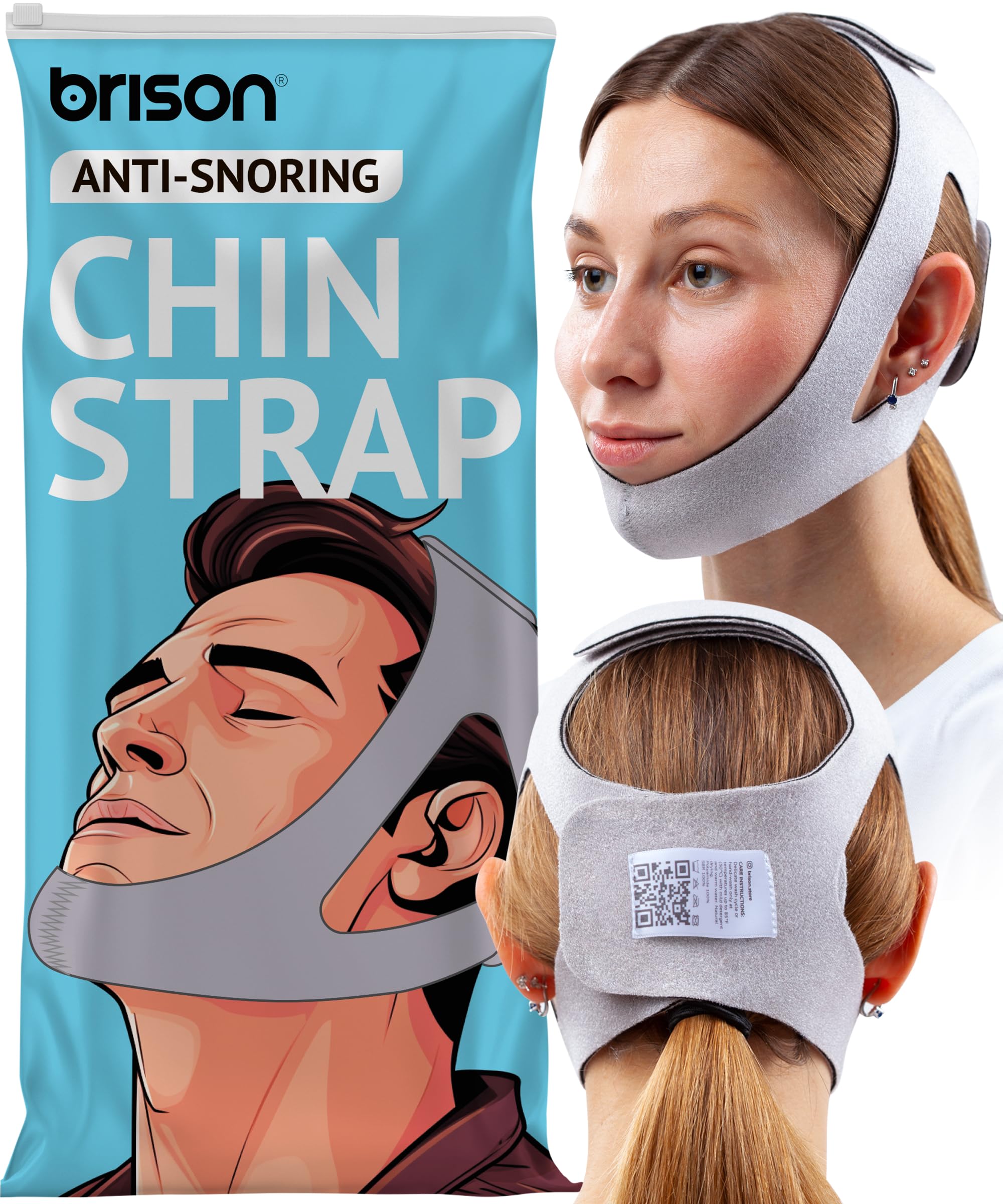 Brison Anti Snoring Chin Strap - Adjustable Snore Stopping Device Face Mask Bandage Keeping Mouth Closed - No Dry Mouth Nasal Breathing Women Men - L/XL