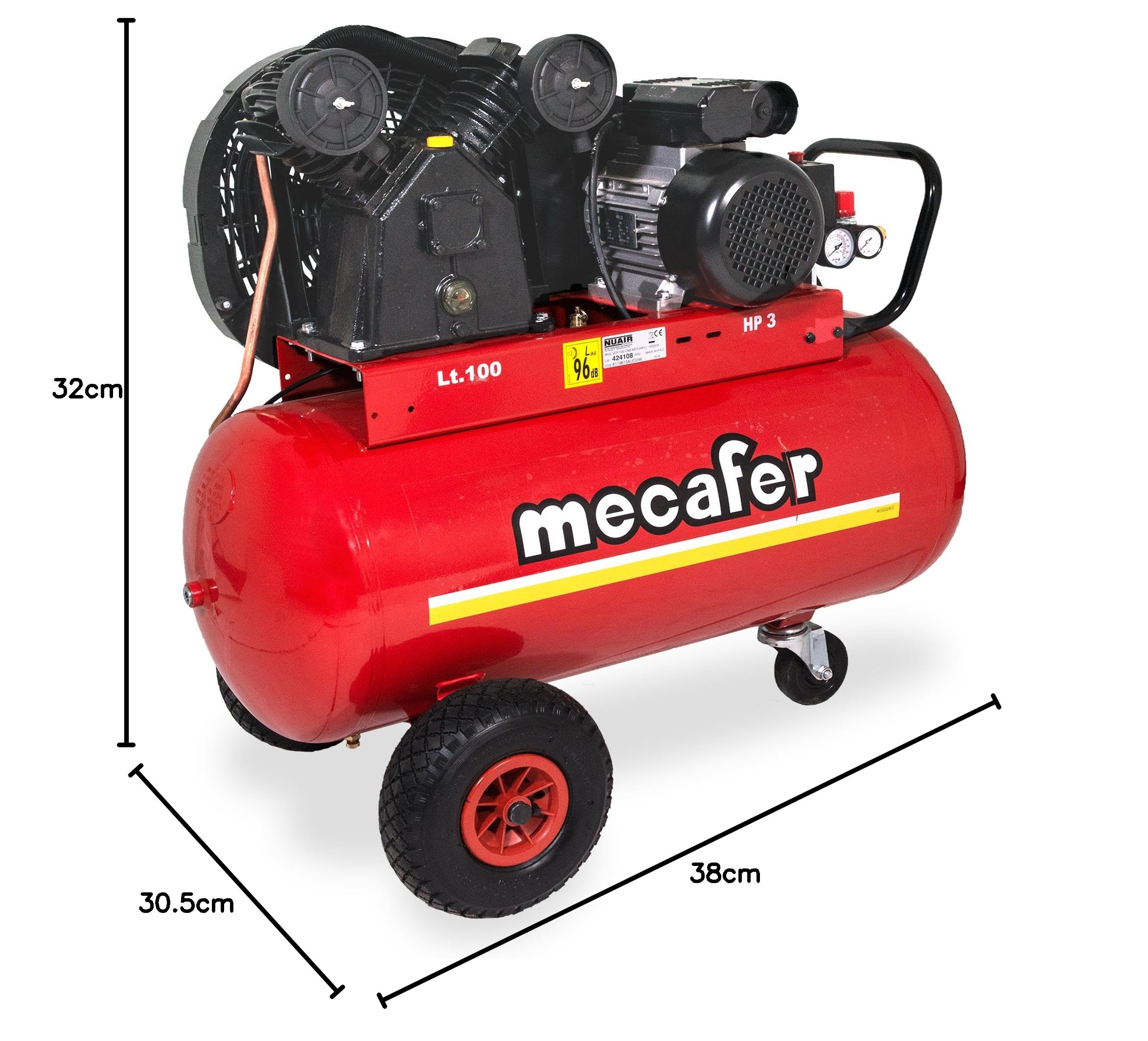 Mecafer 425316 Compresseur 100 L 3 hp v fonte