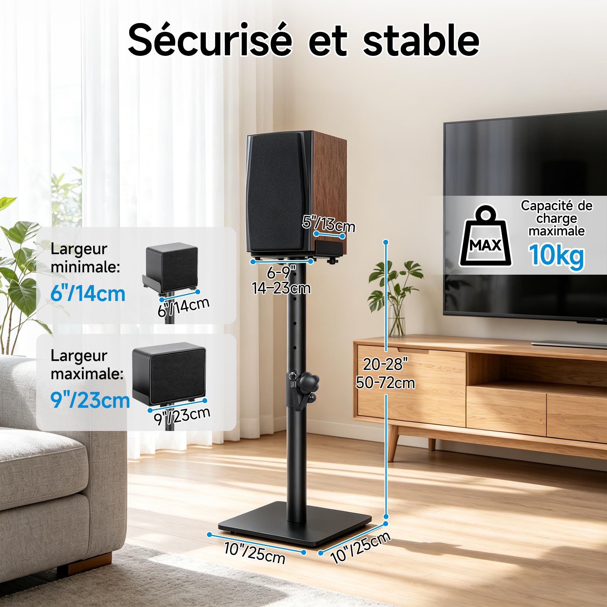 OUUTMEE Lot de 2 Supports d'Enceinte en 2 Parties, Jusqu'à 10KG