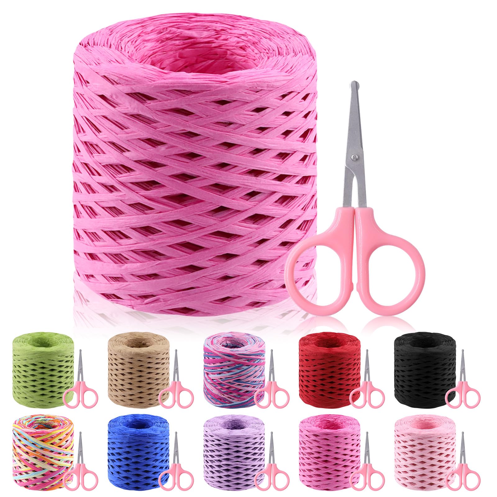 Glarks 200m Raffia Ribbon with Scissors Set