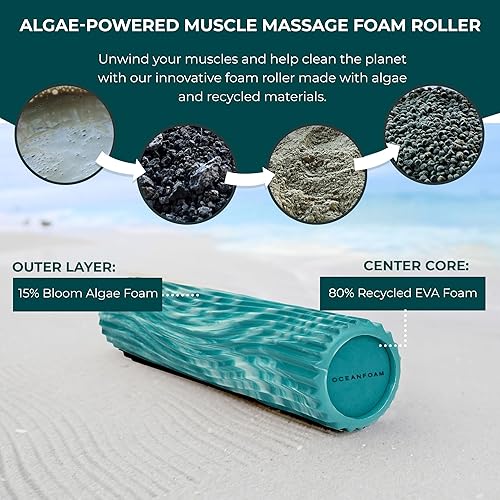 Miniatura 7 de Oceanfoam Tidal Roller - Jade y espuma de mar marmoleado - Rodillo de espuma de masaje muscular para dolor de espalda y estiramientos - Textura de