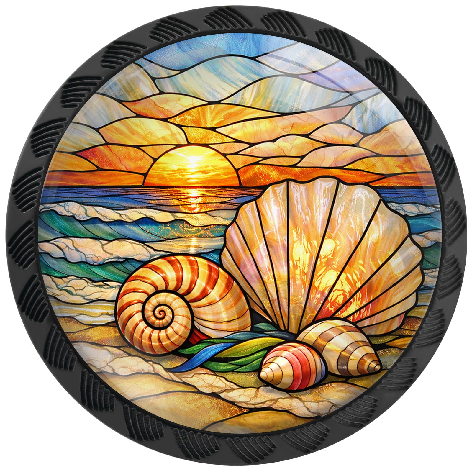 Artinhand 4 Pack Beach Shells Cabinet Knobs for Kitchen Bathroom