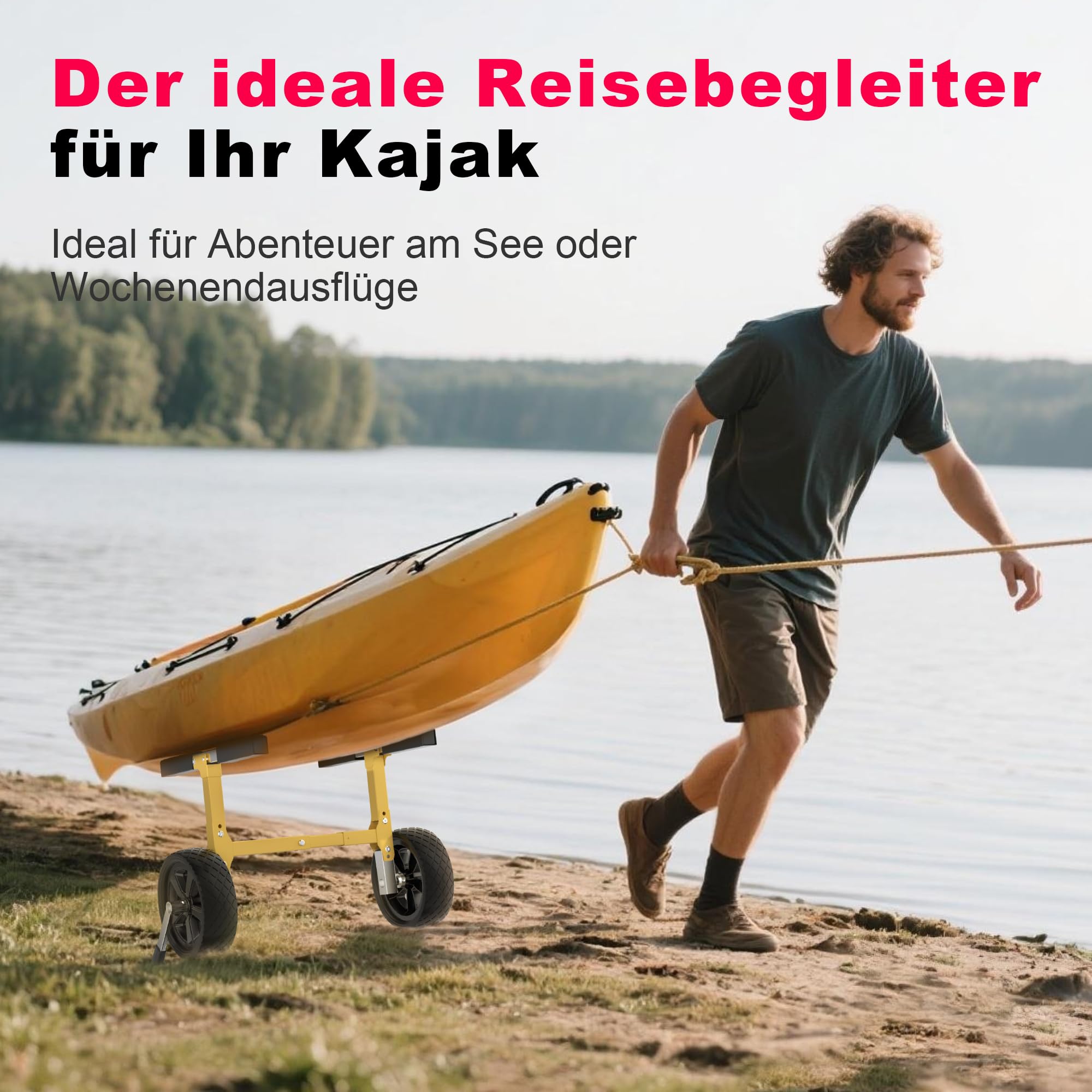 Kajakwagen Kanu-Transportwagen Kajak-Zubehör Transportkarre mit Vollschaumrädern, aufrechter Querstrebe und robuster Schwerlastkonstruktion