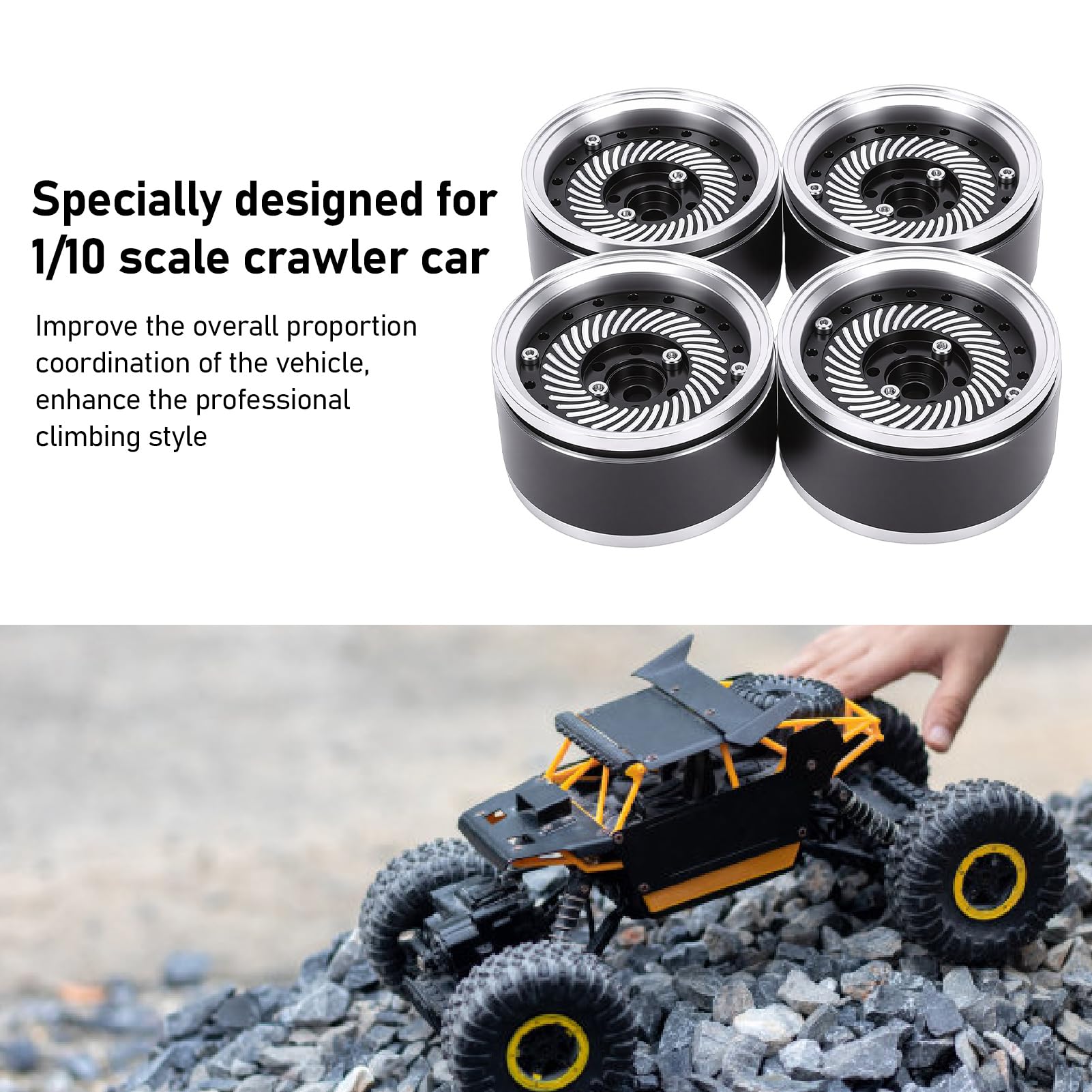 Cerchioni per Auto RC da 1,9 Pollici Set di 4 Cerchi in Lega di Alluminio Anodizzato Leggero con Forte Resistenza Agli Urti per Auto Cingolate 1/10