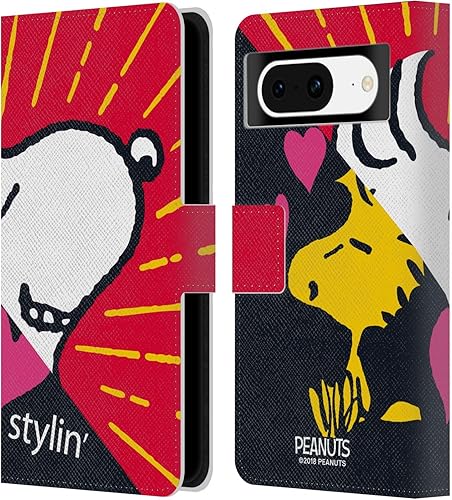Head Case Designs Officially Licensed Peanuts Snoopy & Woodstock 2 Halfs and Laughs Leather Book Wallet Case Cover Compatible with Google Pixel 8