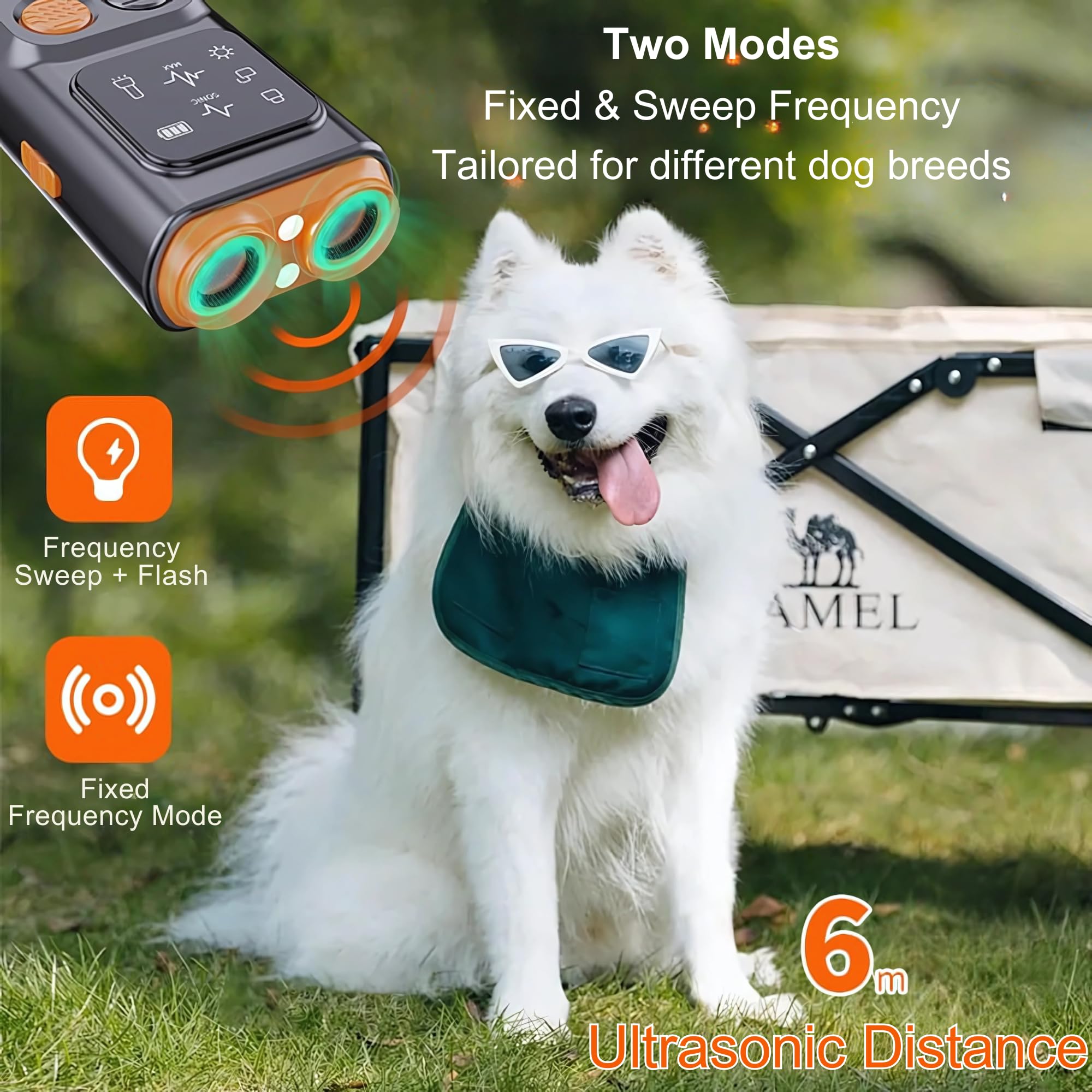 Fortschrittliche Ultraschall-Hunde-Bellschreck mit dualen Schallfrequenzen & LED-Taschenlampe - Sicheres & effektives Hand-Trainingsgerät für Haustiere & Outdoor