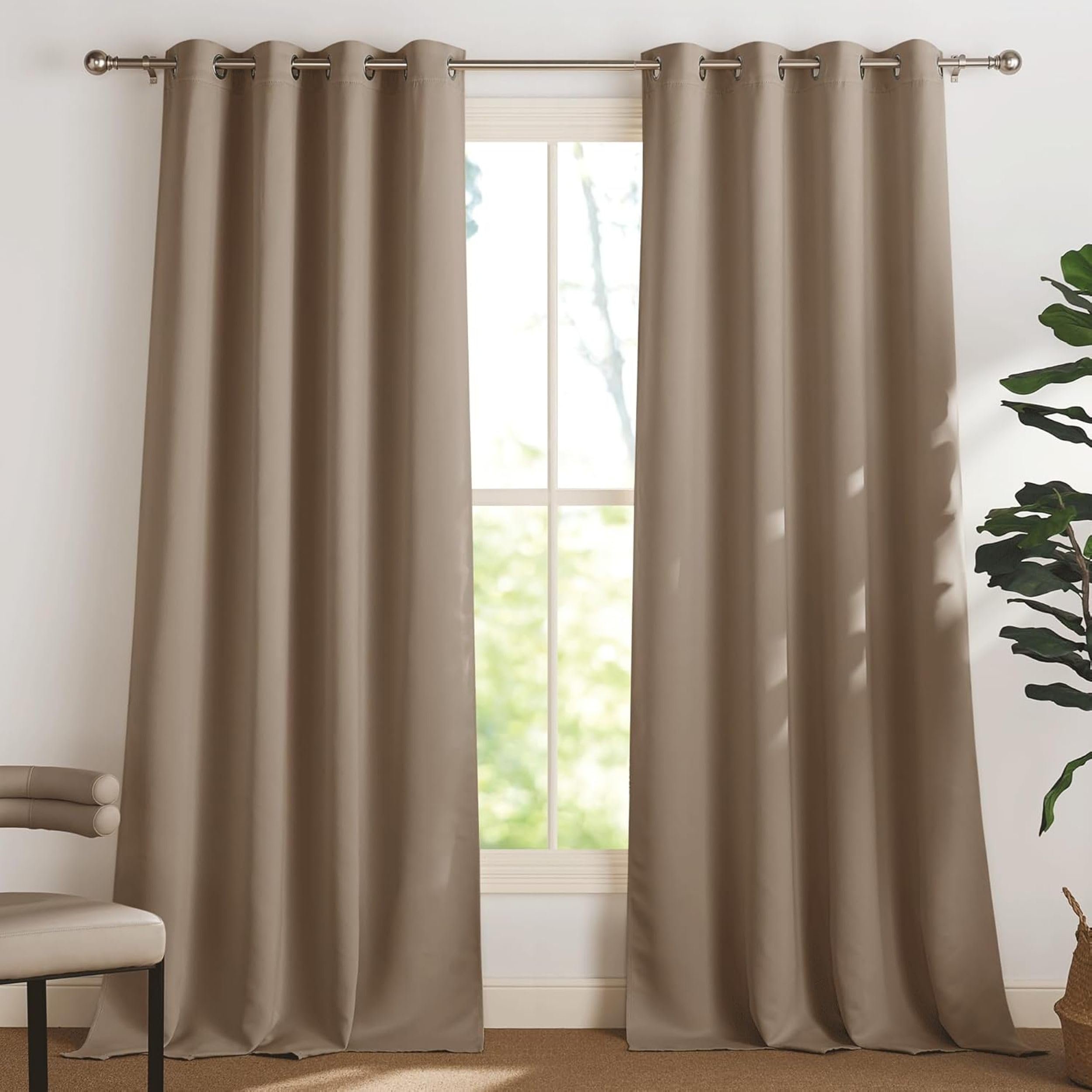 Galaxy Home Decor Premium Blackout Curtain for Long Door 9 Feet | Thermal Insulated Modern Window Curtain with Rings for Living Room & Bedroom | Pack of 2, Mocha