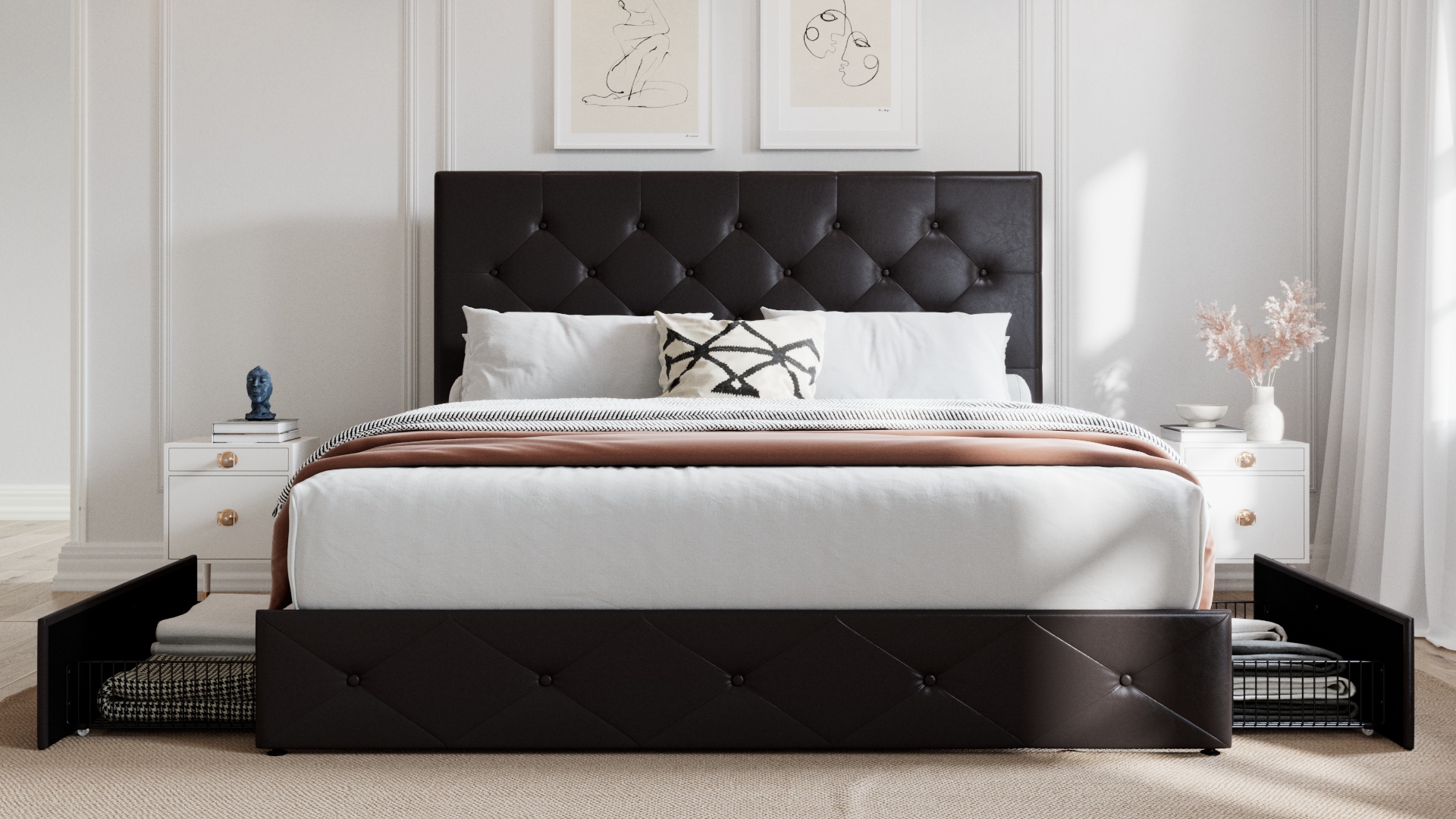 Dan & Shaileneさま専用 Amazon.com: SHA CERLIN Upholstered King Size Platform Bed