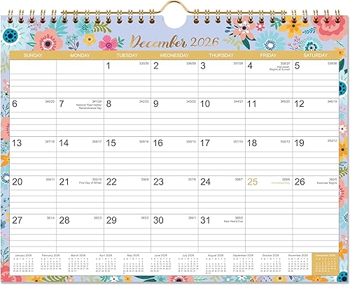 Miniatura 9 de Calendario 2026 – Calendario de Pared 2026 con 12 Meses, Ene. 2026 - Dic. 2026, Calendario de Pared con Encuadernación de Doble Alambre + 11" x 8.5"