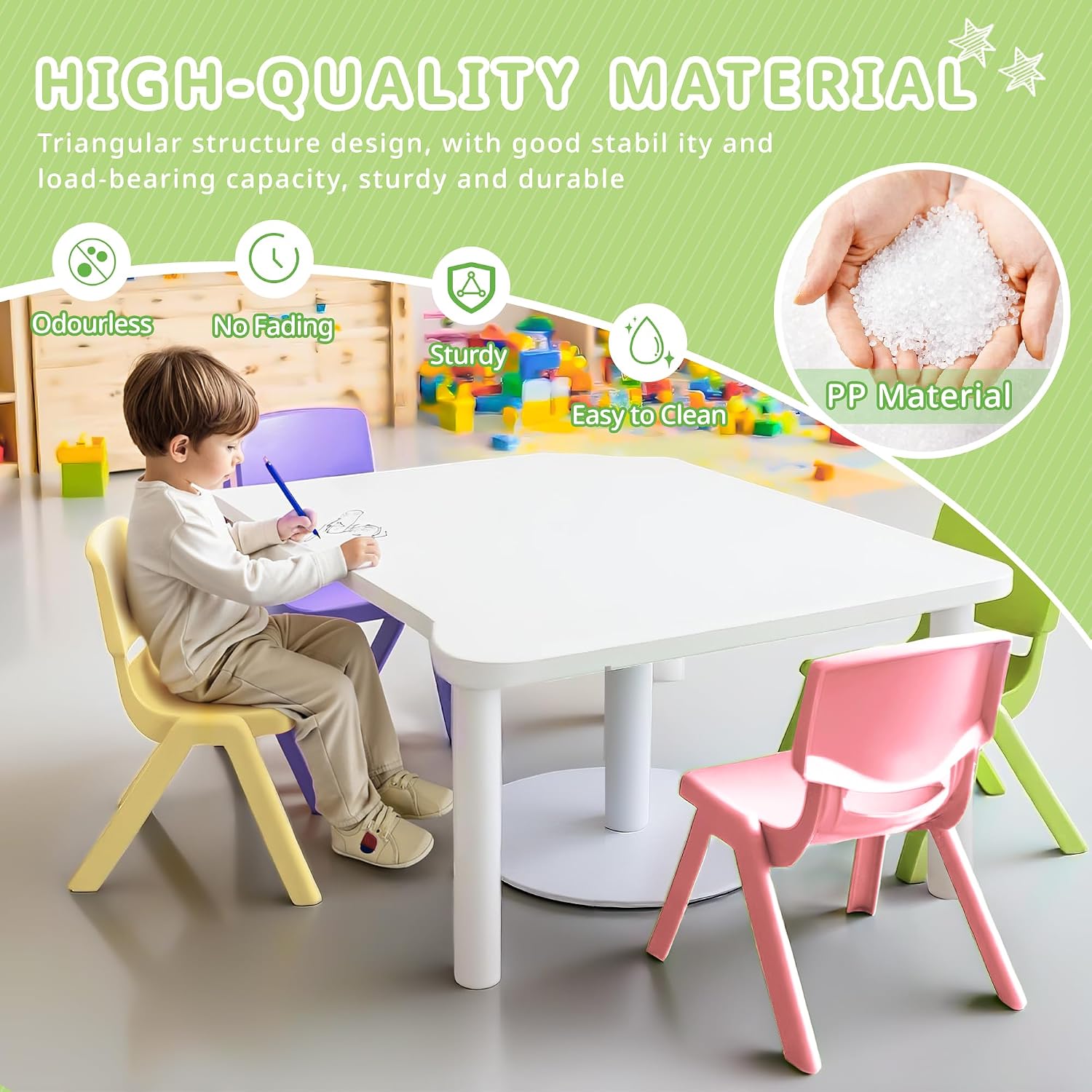 wanan 12Pcs Stackable School Chairs, Colorful Kids Plastic Chair for Toddlers with 11'' Seat, Kids Flexible Seating for Classroom Elementary, School, Daycare, Classroom Furniture (Light Colors-12PCS)