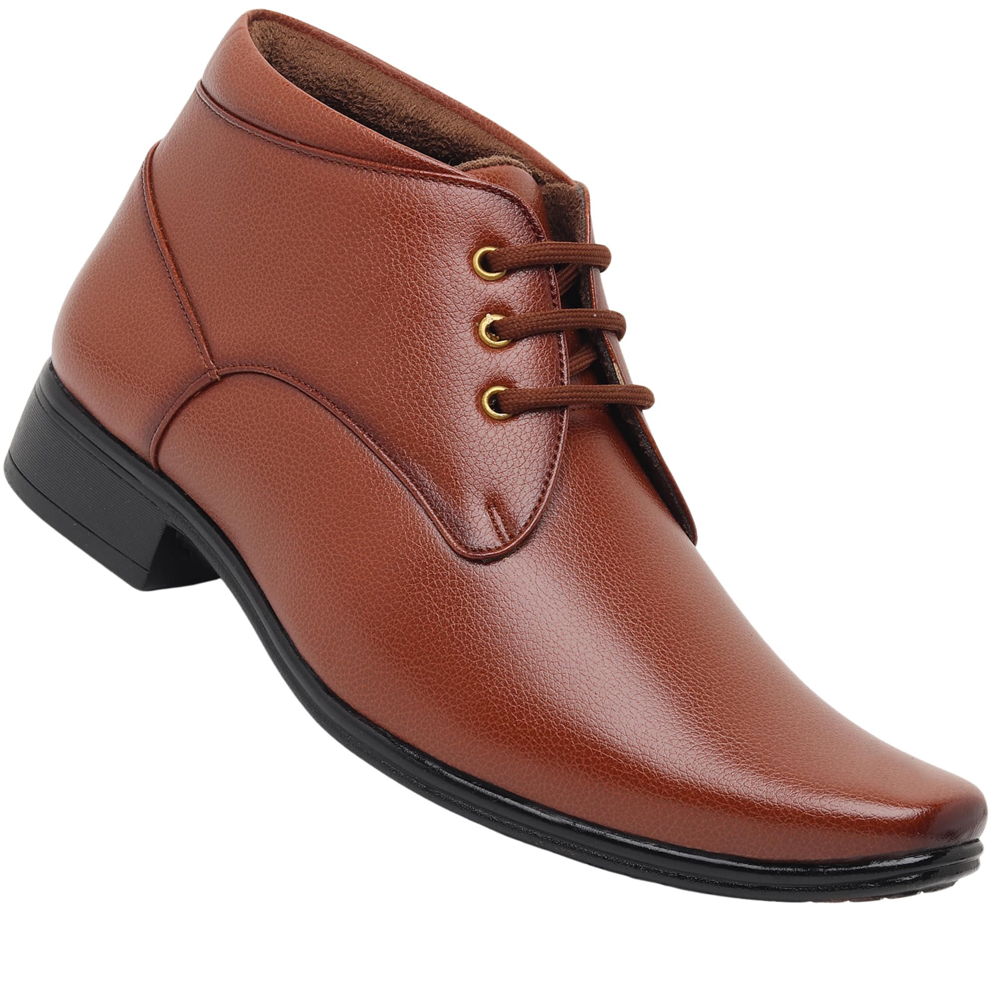 zixer Artificial Leather Mens Formal Shoes || Office High Top Formal Shoes Men || Cozy Black Formal Shoes for Men Ankle Bike Riding Chelsea Boots For men (Tan)-picture-19