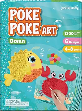 jackinthebox Poke Poke Art Ocean Theme, Mess-Free Fabric Art and Craft, Flower Pressing Kits, Best Gifts for Girls and Boys Ages 4 5 6 7 8