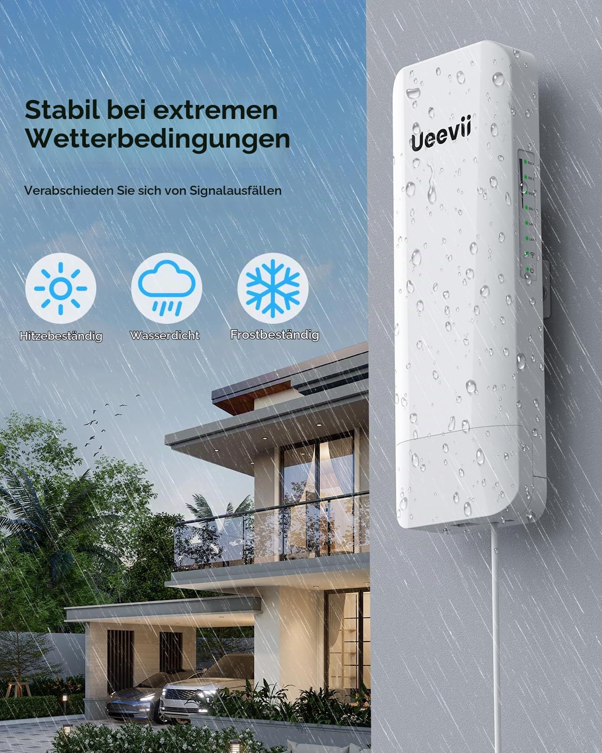 Drahtlose Brücke Punkt-zu-Punkt im Freien: UeeVii 5,8 GHz Dual 100 Mbps WiFi-Brücke, 2 km Reichweite CPE für Netzwerkerweiterung, PoE-Adapter, IP65 wetterfest, CPE453 für Starlink Garage Barn Shop