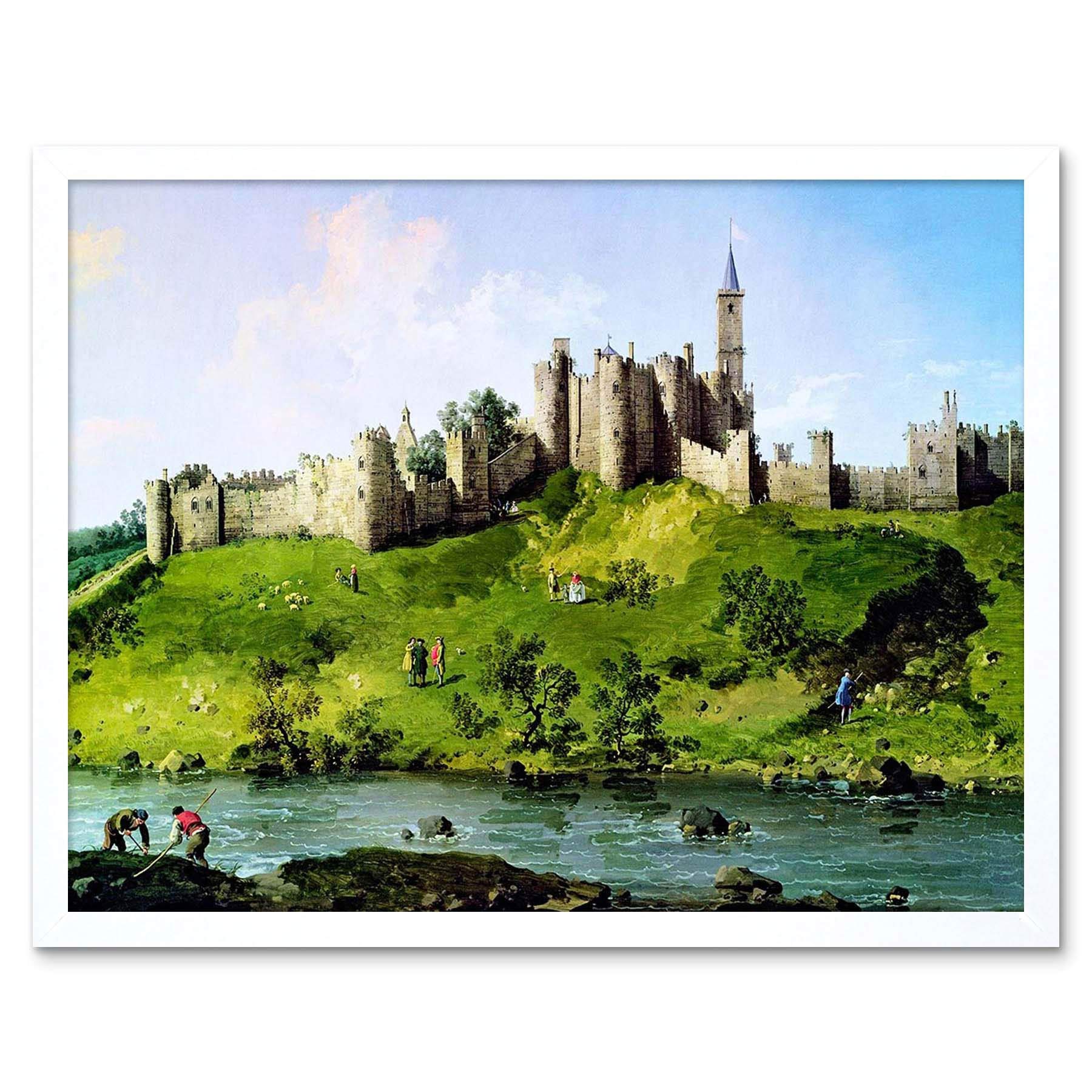 Wee Blue Coo Painting Old Master Canaletto Alnwick Castle Northumberland UK Art Print Framed Poster Wall Decor 12X16 Inch