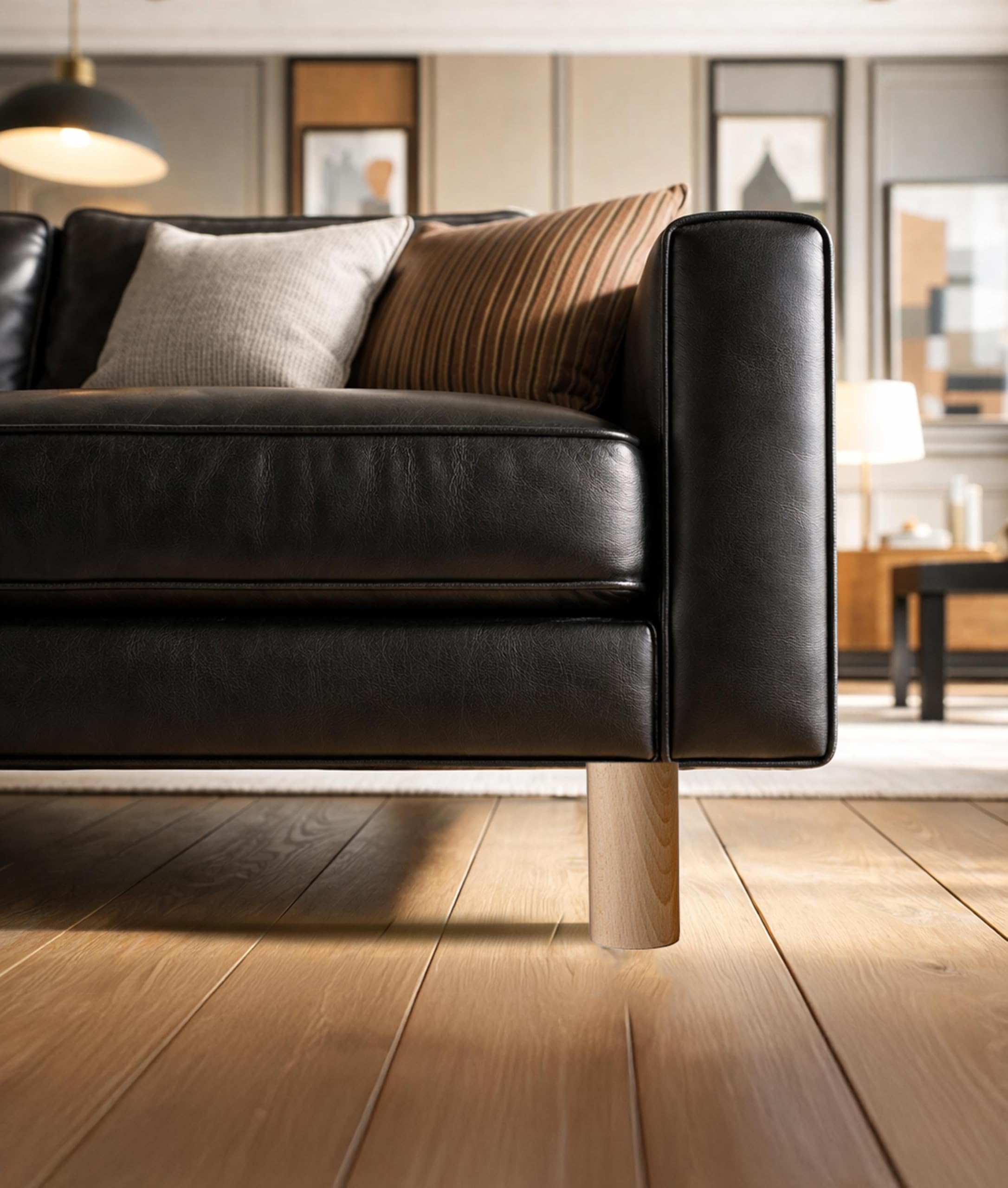 IPEA Piedini in Legno per Mobili e Divani - Altezza 140 mm – [ DESIGN MINIMAL ED ELEGANTE ] - Set di 4 Piedi in Legno Grezzo per Armadi, Poltrone, Arredamento Casa - Gambe per Letti – Vite M10