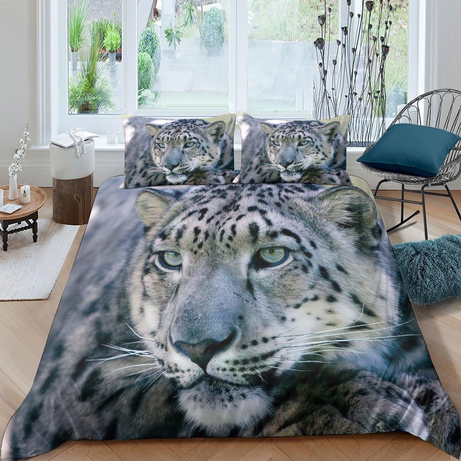 Ctjqhvkz Style-10 3D Printed Snow Leopard Fitted Sheet Microfiber Soft Breathable Wild Cat Mattress Cover For Bedroom Dorm Decor Single（135X200cm）