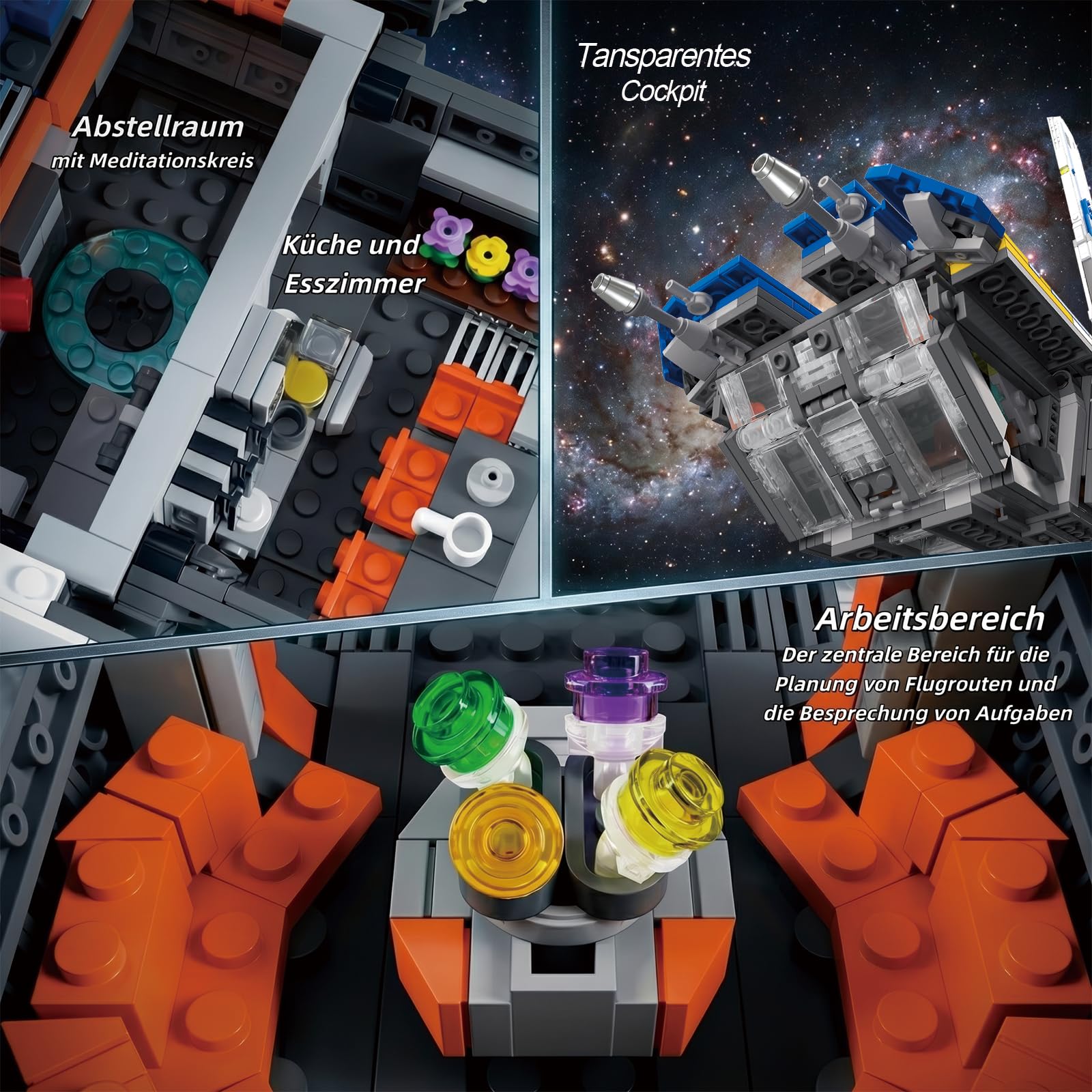 Space Wars Klemmbausteine Raumschiff Set für Erwachsene Männer | 3006 Teilen, Drehbare Rückenflosse, Flugzeug Modell, Geschenk Sammlung, BWR101