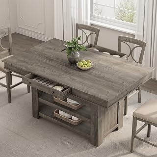 GarveeHome Counter Height Dining Table with Wine Rack and Drawers