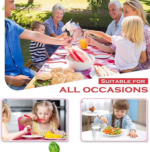 Miniatura 5 de Roshtia 100 tenedores de plástico de colores pesados, desechables, de 7.3 pulgadas, utensilios de plástico resistentes para fiestas temáticas de