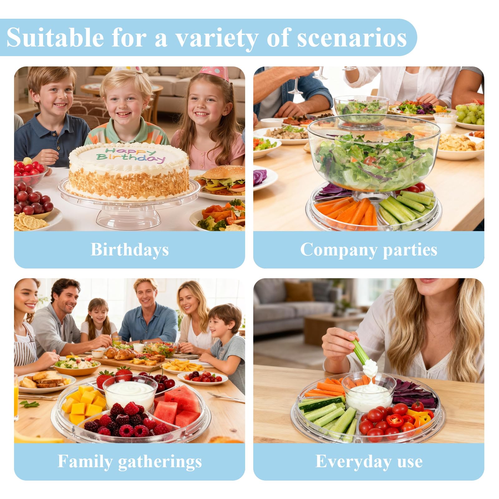 Masthome Acryl-Kuchenständer mit Kuppel, 6-in-1, Gabel, Löffel