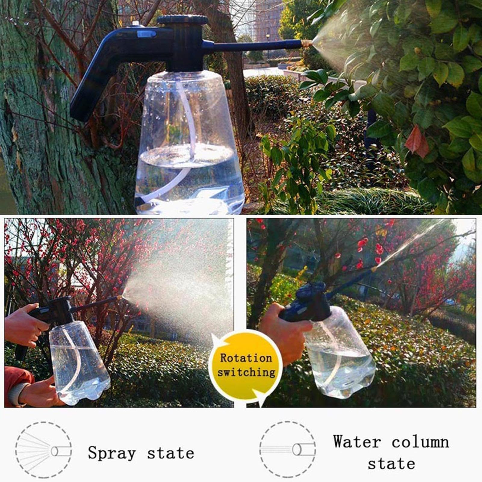 Flacone spray elettrico | Nebulizzatore 2L per Piante,Flacone spray, spruzzatore per piante elettriche per interni, esterni, testa di spruzzatura regolabile a 360°, spruzzatore per giardinaggio, ferti
