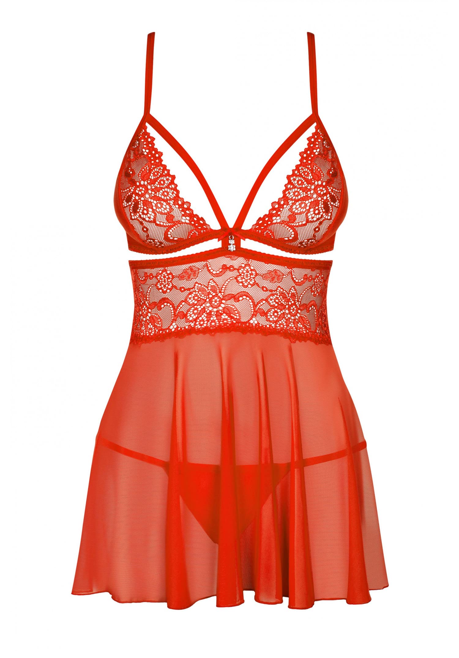 Selente Love & Fun Intrigante Completo Intimo a 2 o 3 Pezzi: Chemise o Babydoll, (Tanga) ed Esclusiva Benda per Occhi in Raso, Made in EU