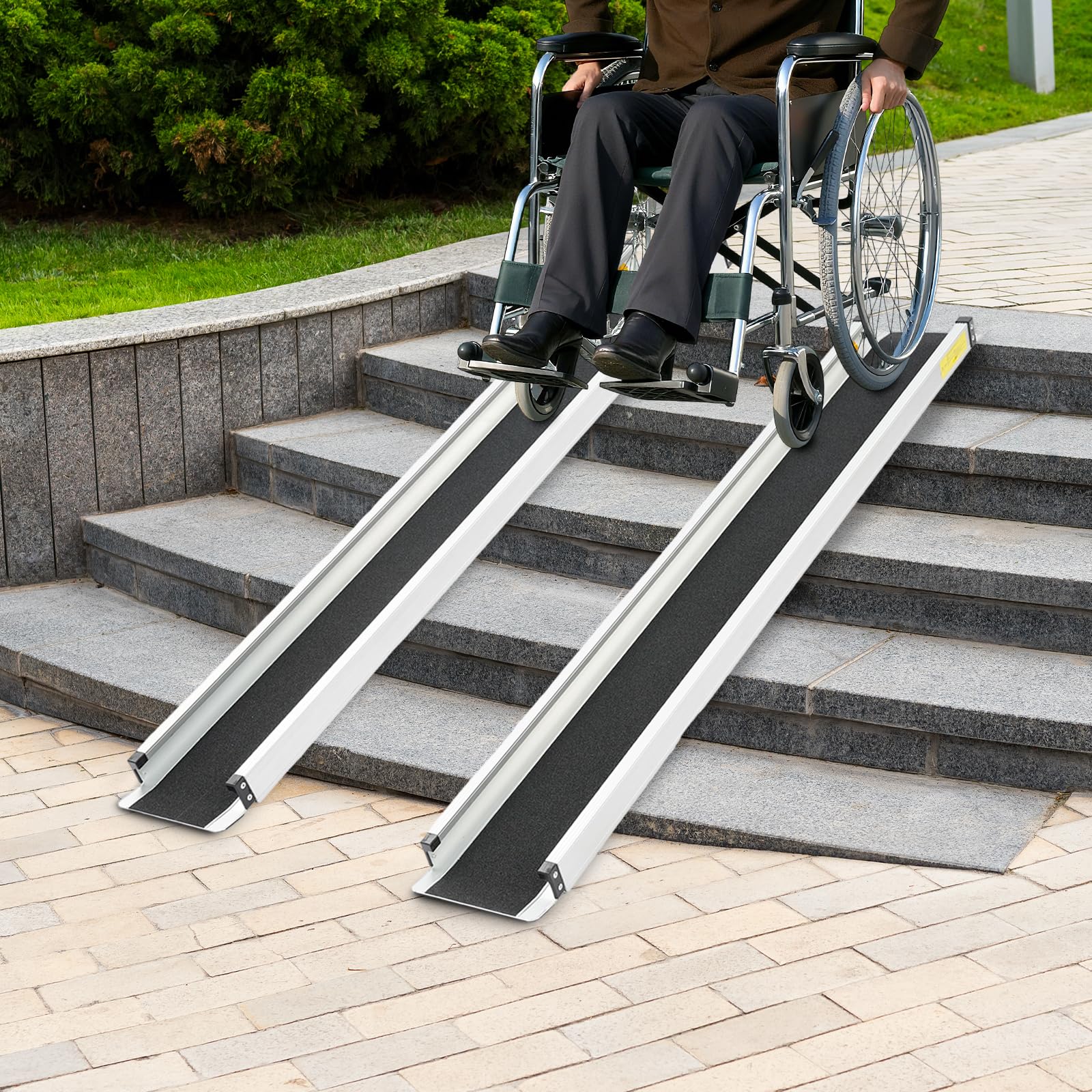 Rampas telescópicas para silla de ruedas, 2 unidades, de aleación de aluminio, para escaleras y umbrales, capacidad de carga total de 300 kg, con bolsa de almacenamiento, para silla de ruedas, scooter