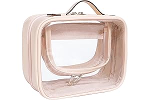 Small Pink Clear Makeup and Cosmetic Organizer - TSA Approved Toiletry Bag
